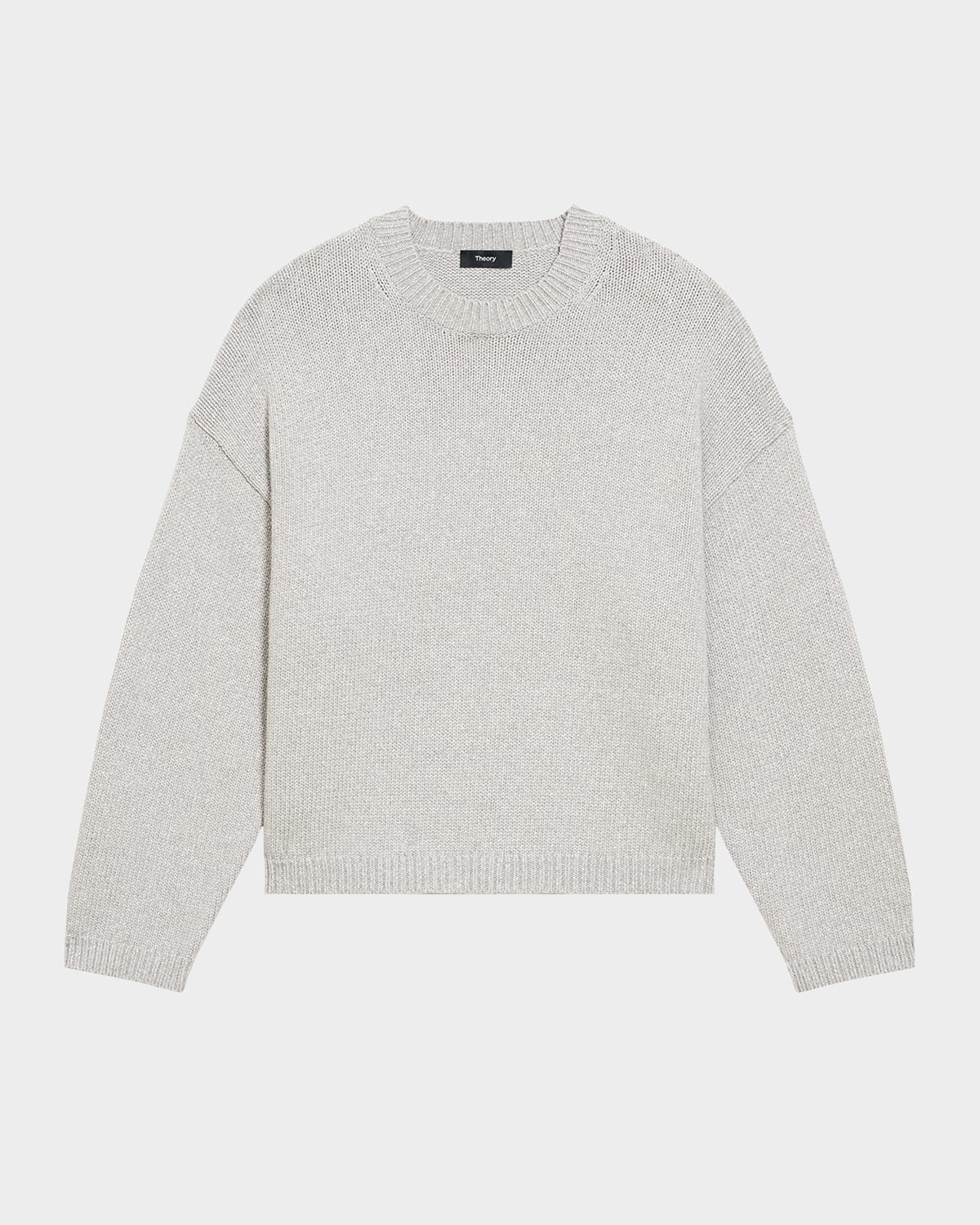 Theory Oversized Crewneck Sweater In Light Heather Grey