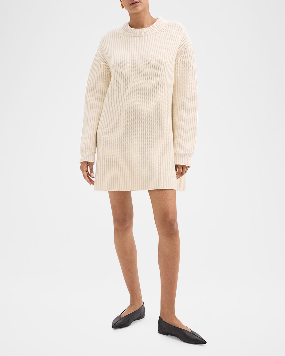 Theory Wool Sweater Dress In Ivory