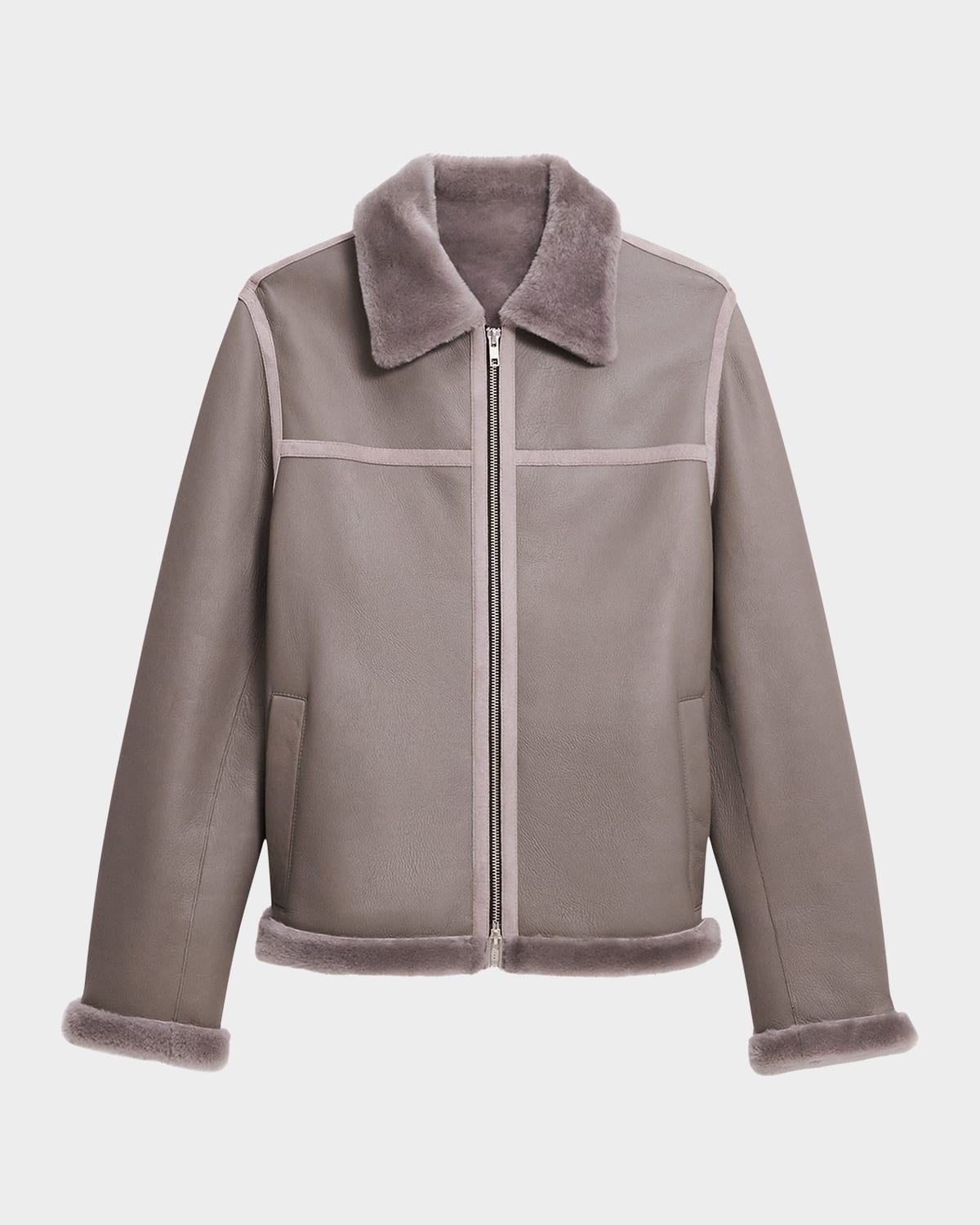 Theory Shearling Jacket In Iron Grey ModeSens