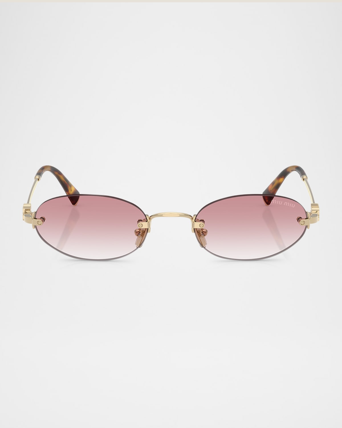 Miu Miu Oval-frame Sunglasses In Pale Gold