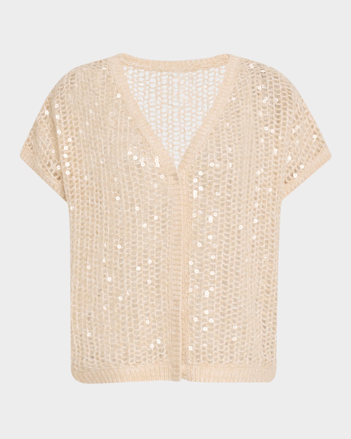 Tse Cashmere Cashmere Open-knit Sequin Cardigan In Creme
