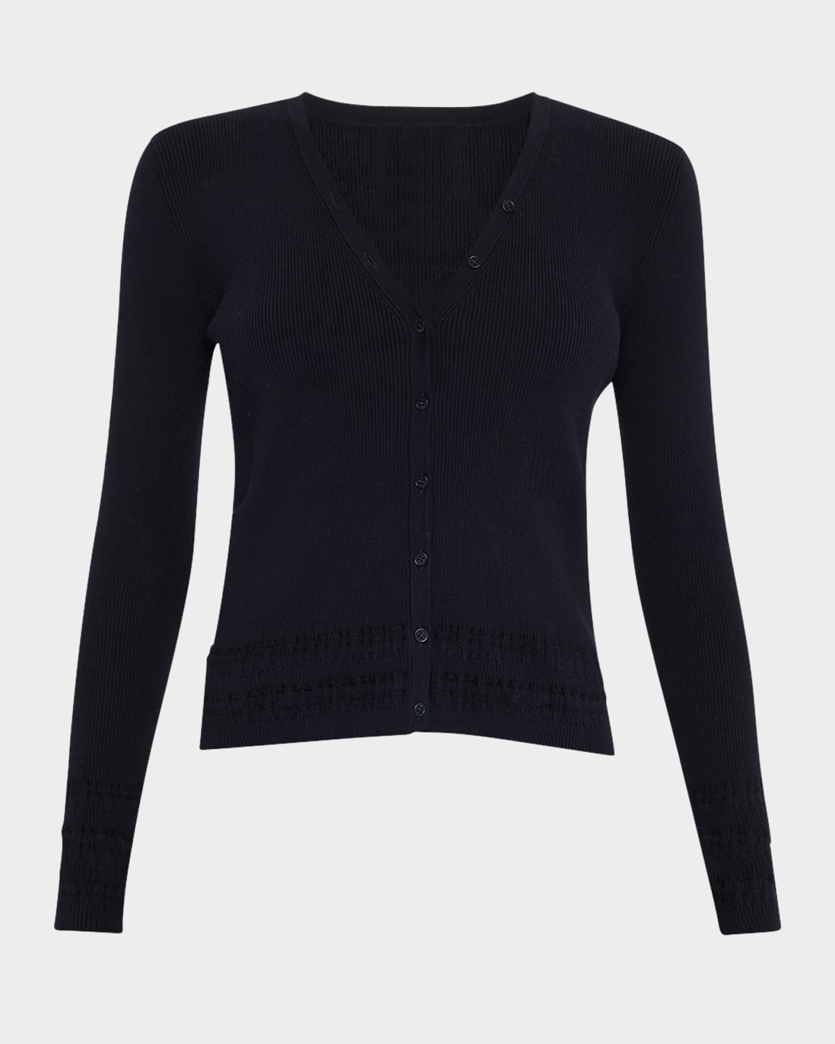 Tse Cashmere Ribbed Button-down Cardigan In Maritime Navy