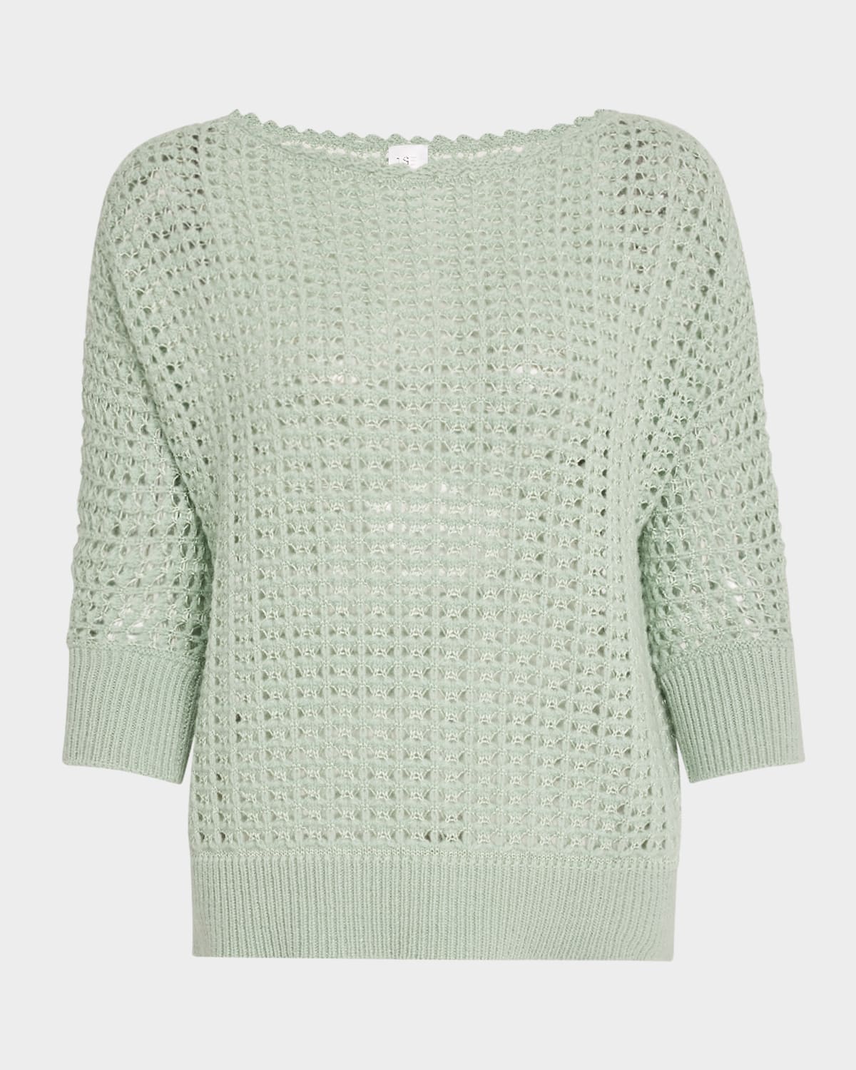 Tse Cashmere Cashmere-silk Open Weave Top In Celadon Glaze