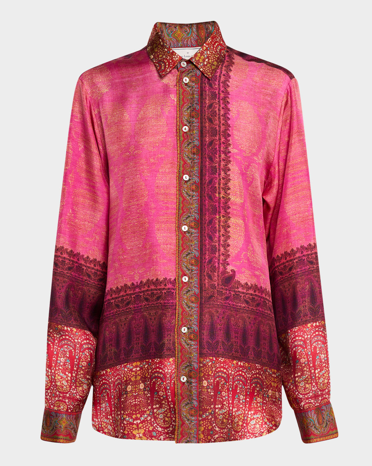 Shop Pierre-louis Mascia Floral & Paisley-print Silk Shirt In Pink Multi