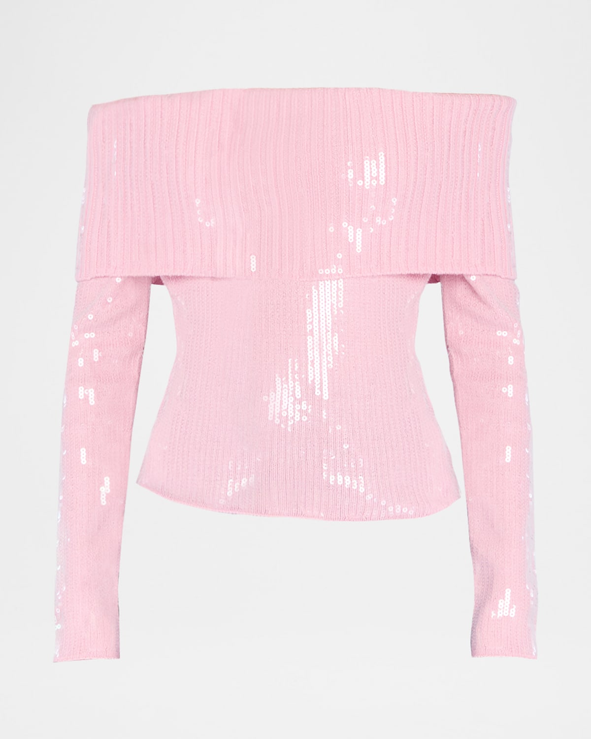 Retroféte Jourdana Sequined Off-the-shoulder Sweater In Earl Rose