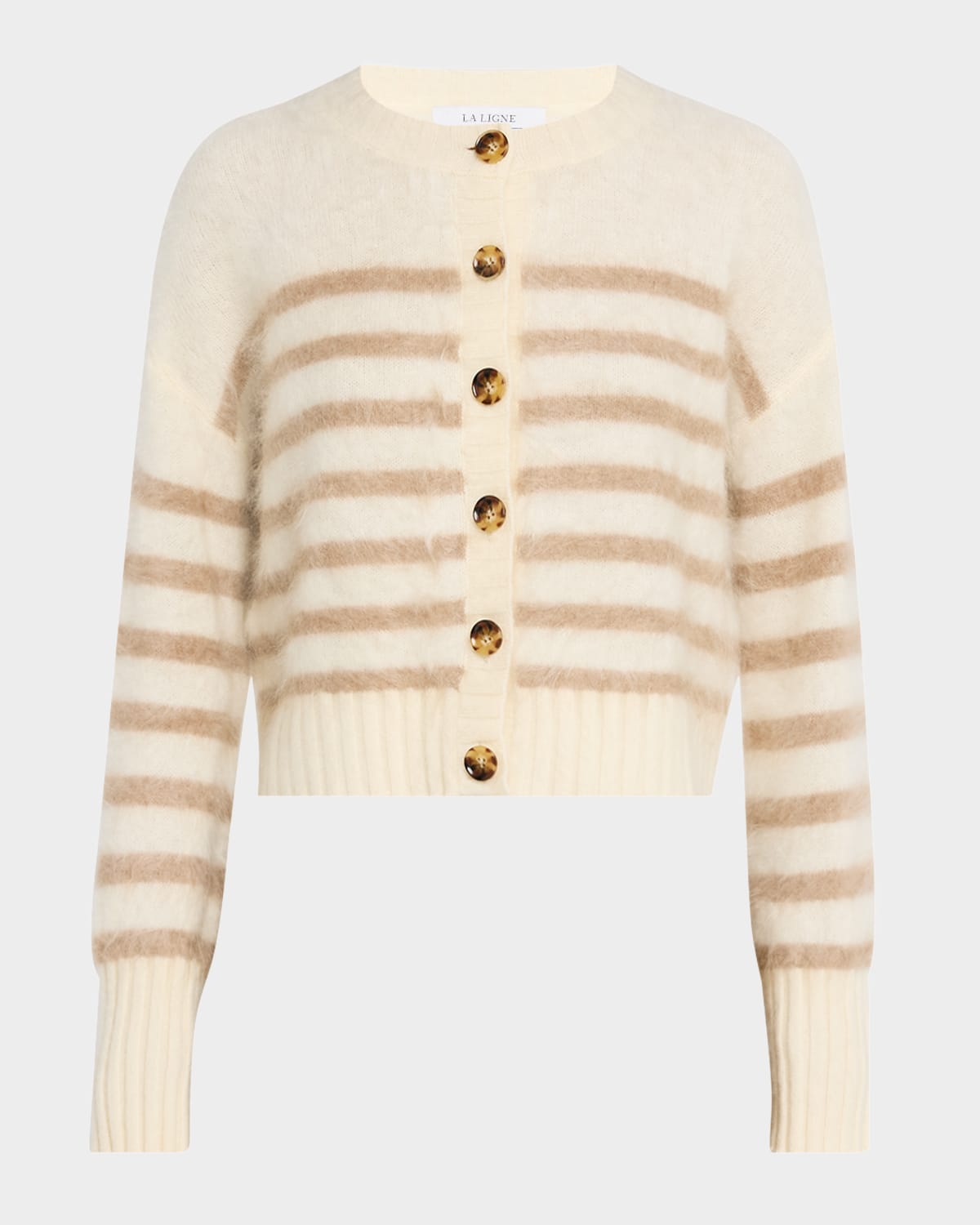 Striped Brushed Cashmere Cardigan