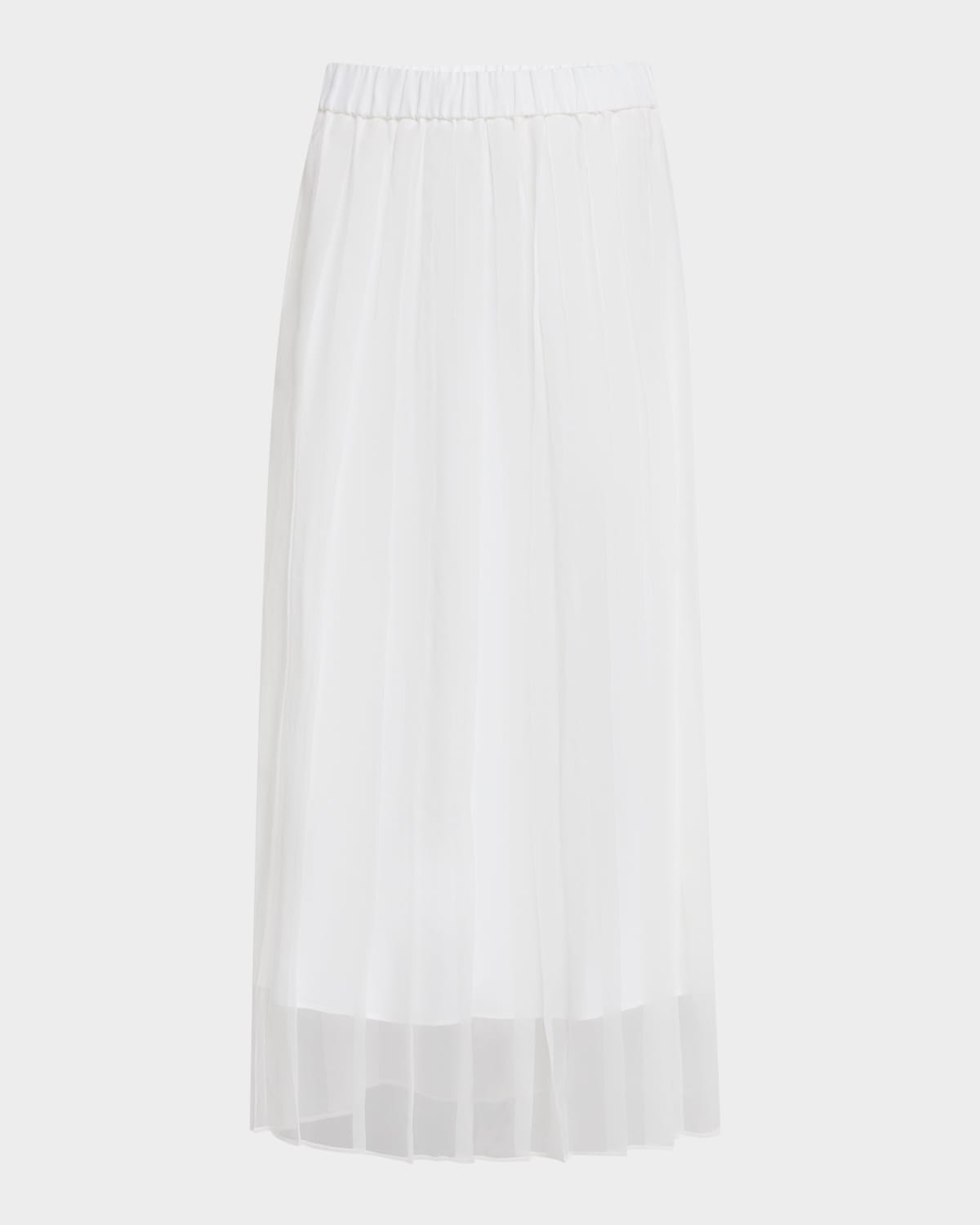 BRUNELLO CUCINELLI CRISPY SILK CHIFFON PLEATED MIDI SKIRT 