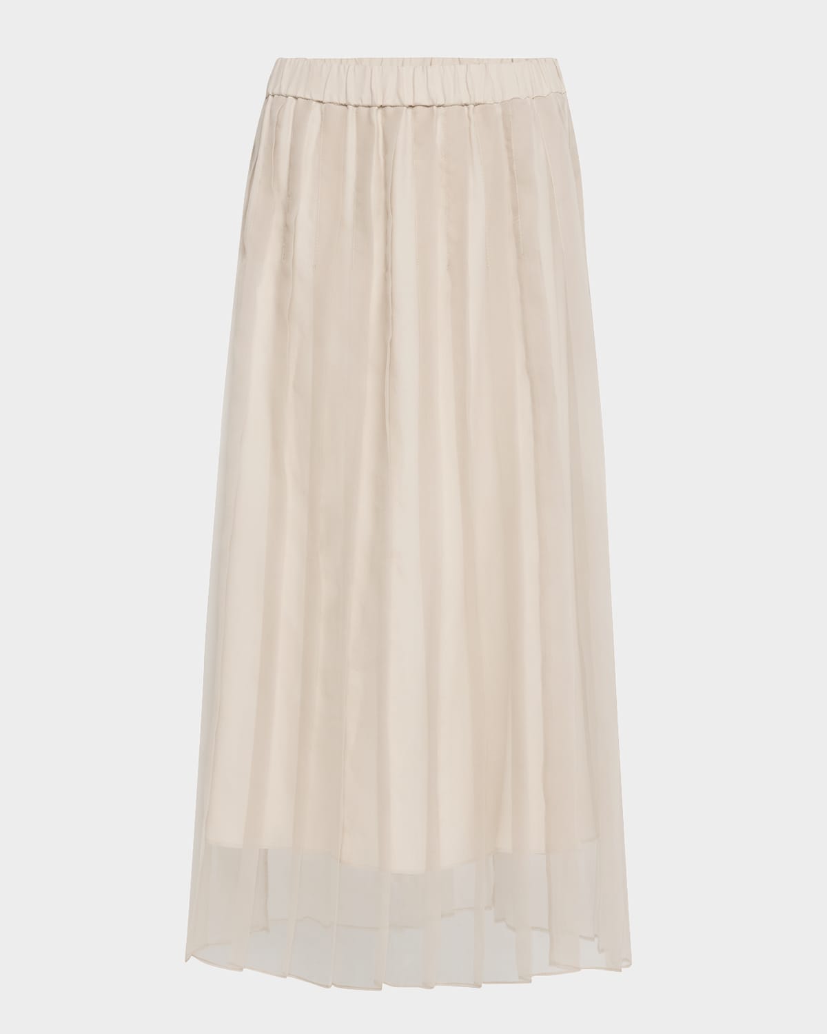 Crispy Silk Chiffon Pleated Midi Skirt