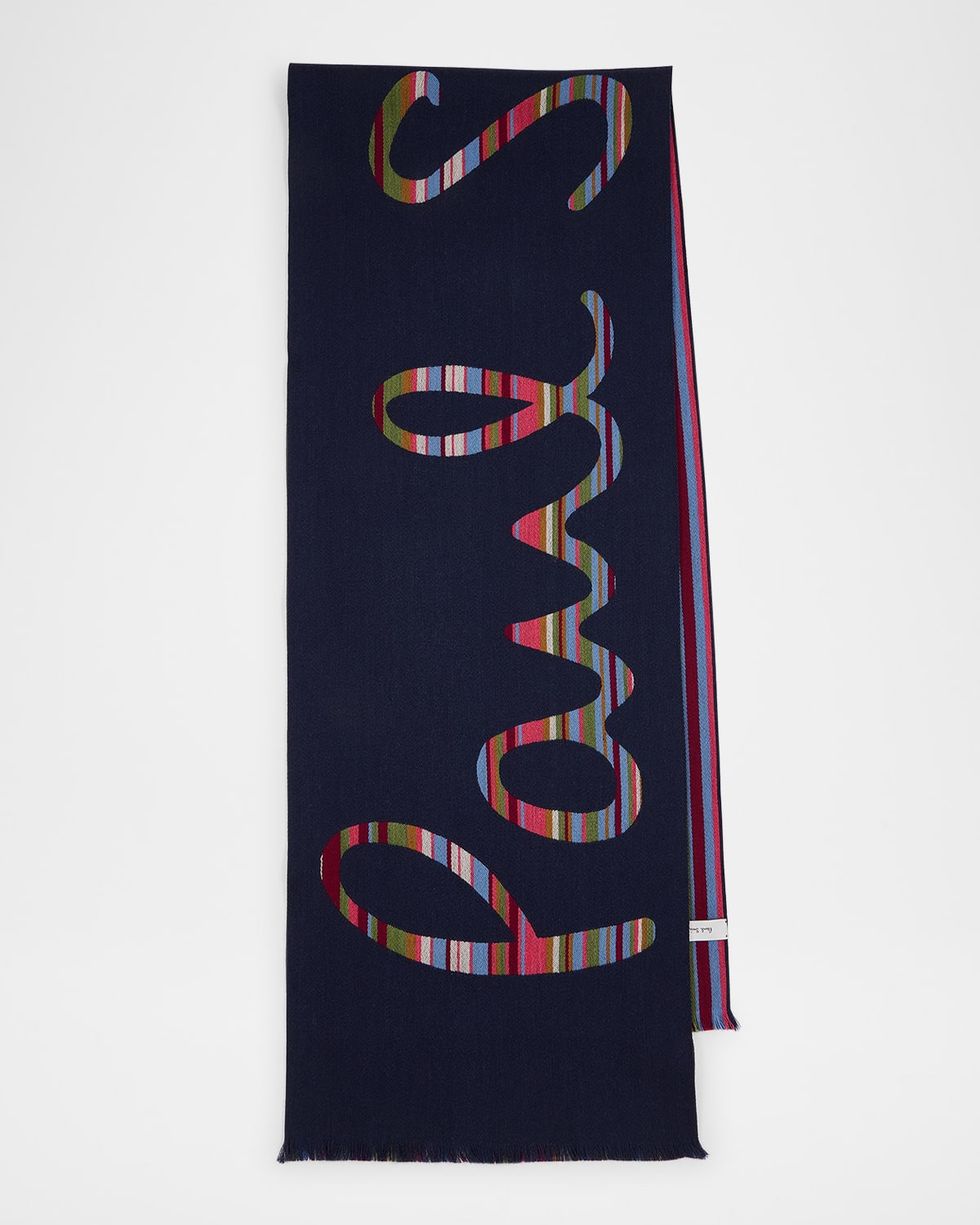 Men's Reversible Signature Stripe Logo Wool Scarf