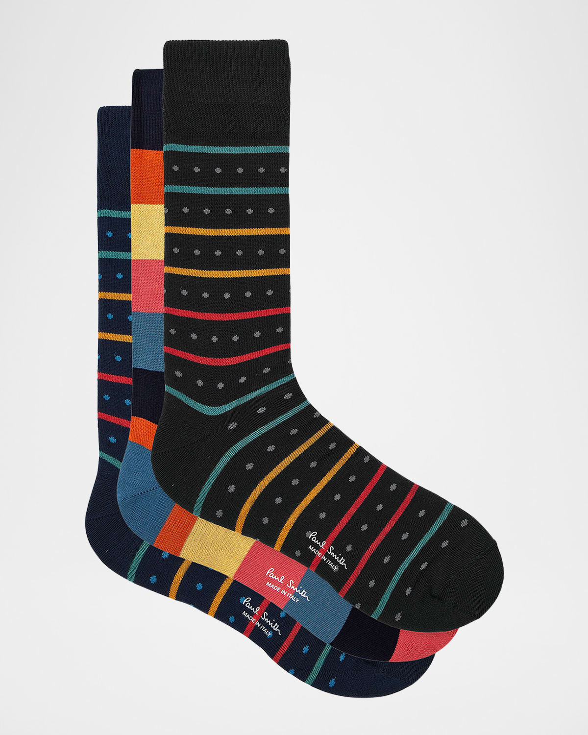 PAUL SMITH MEN'S ARTIST IAGO STRIPE COTTON-STRETCH CREW SOCKS 
