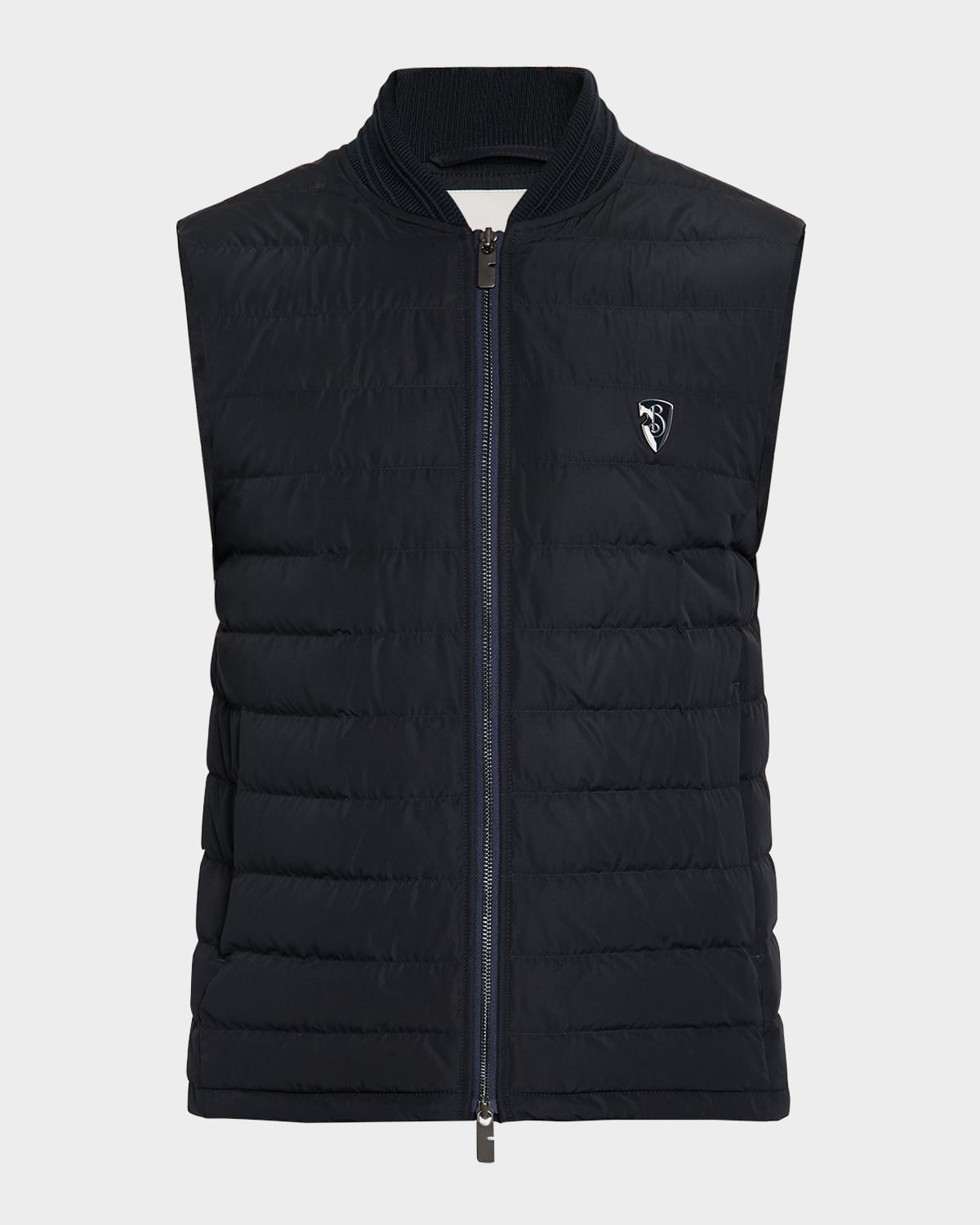Burberry Men's Quilted Down Vest In Indigo