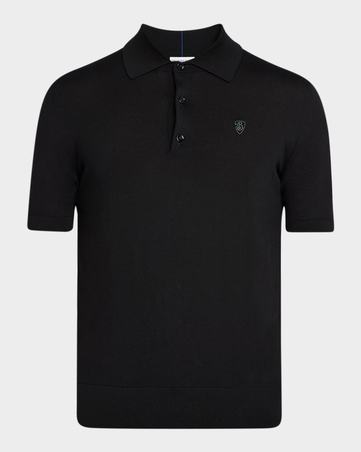 Shop Burberry Men's Knit Polo Shirt In Black