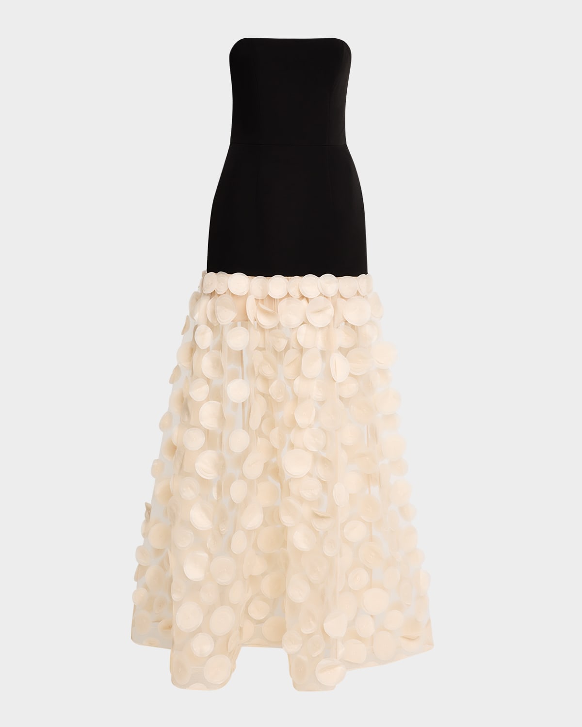 Bronx And Banco Harper Strapless Applique Gown In Blackbeige