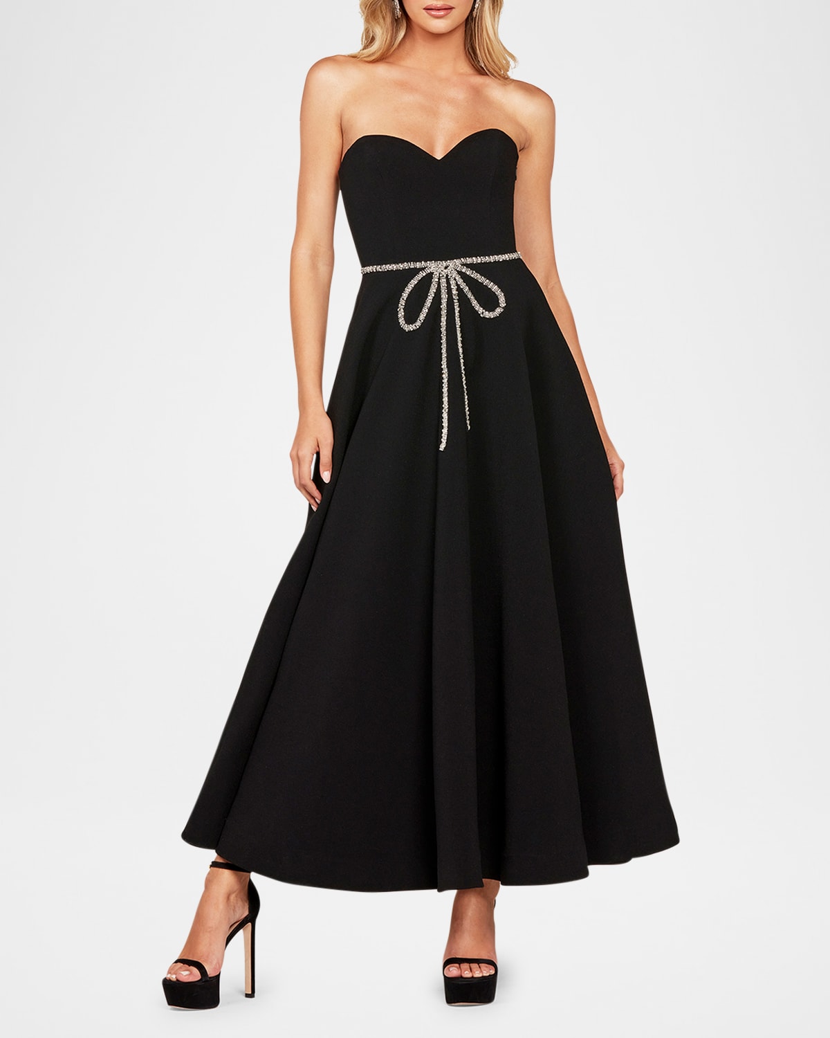 Helsi Grace Strapless Crystal Bow Gown In Black