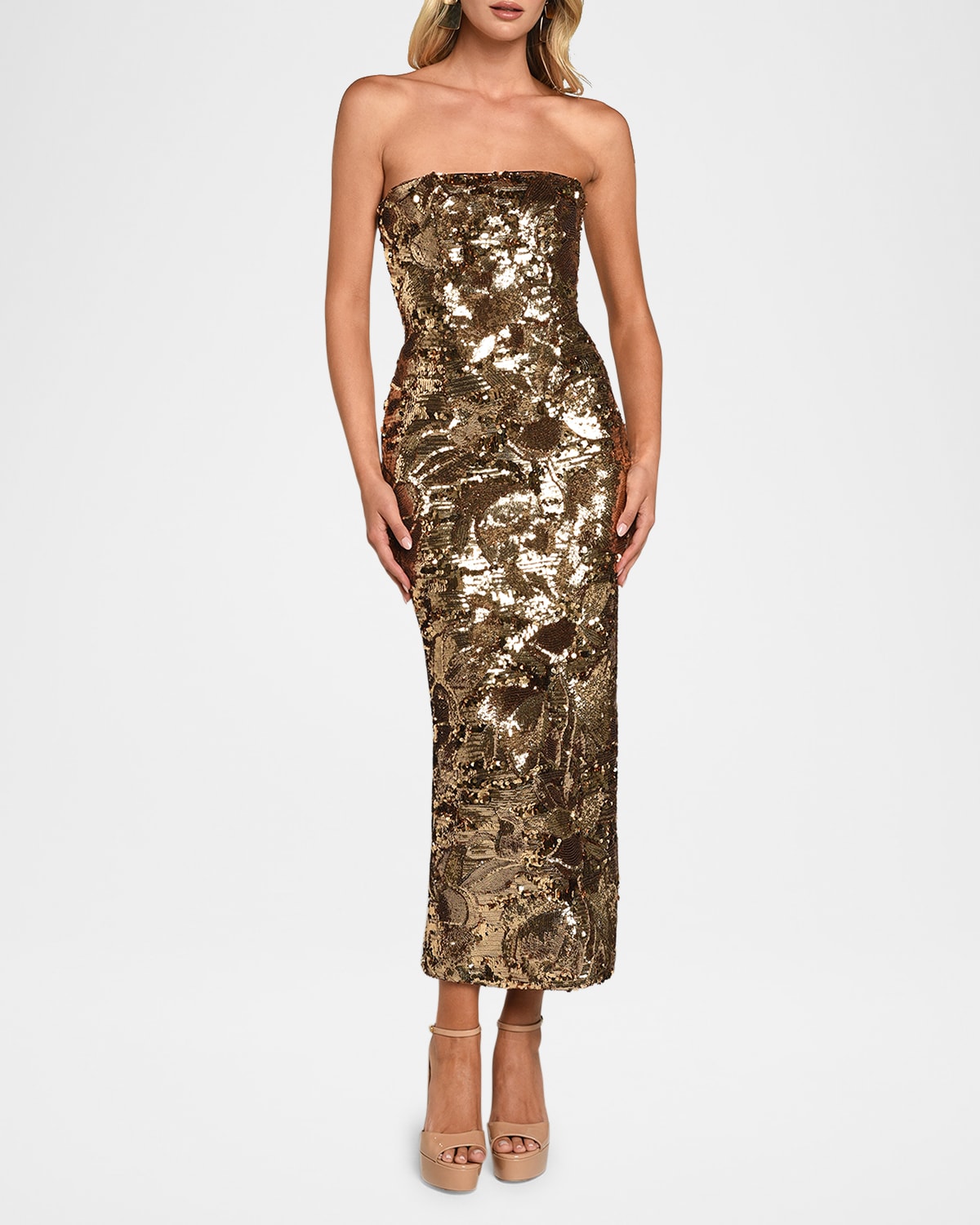 Leslie Strapless Sequin Column Gown