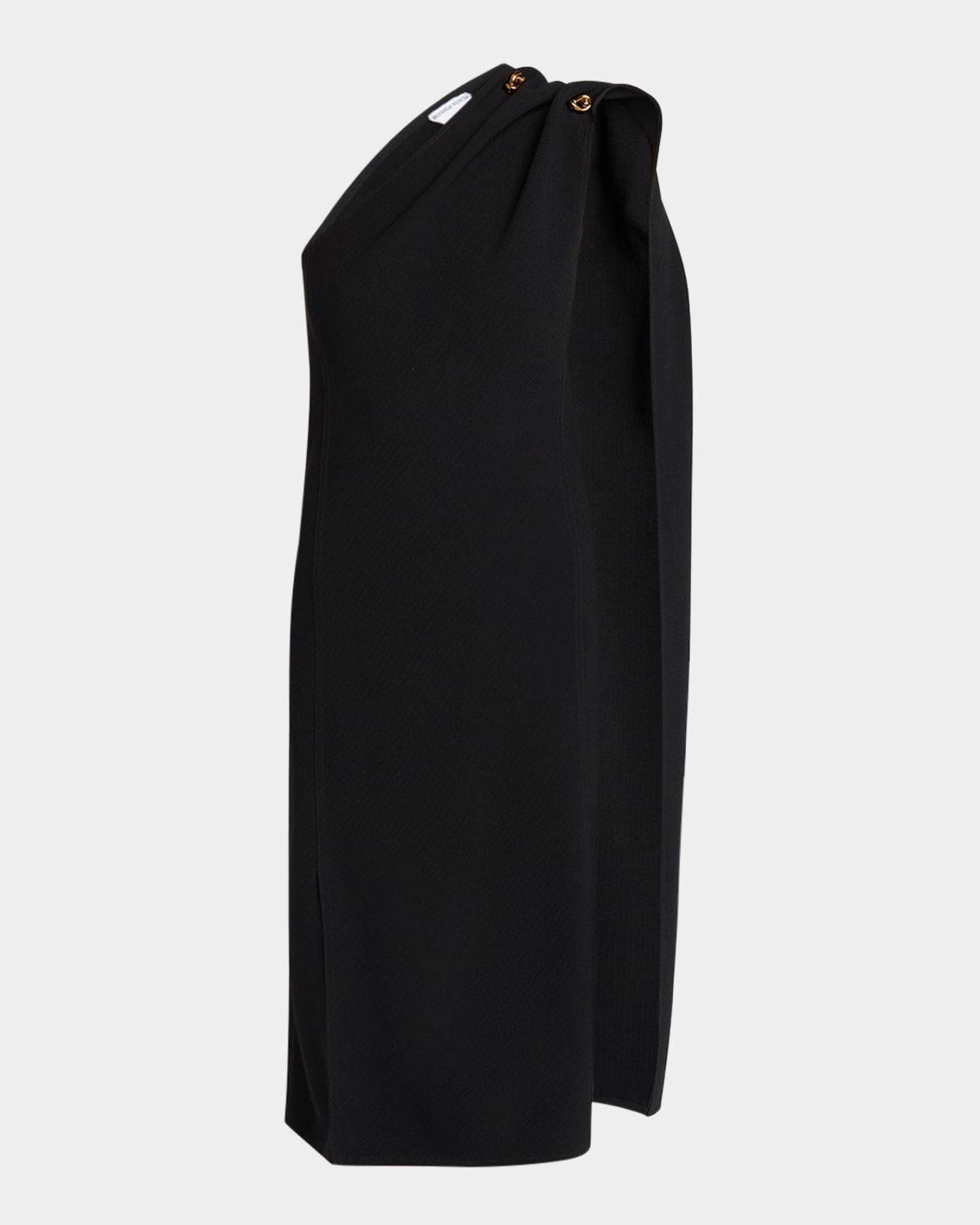 Shop Bottega Veneta One-shoulder Drape Slit Dress In Nero