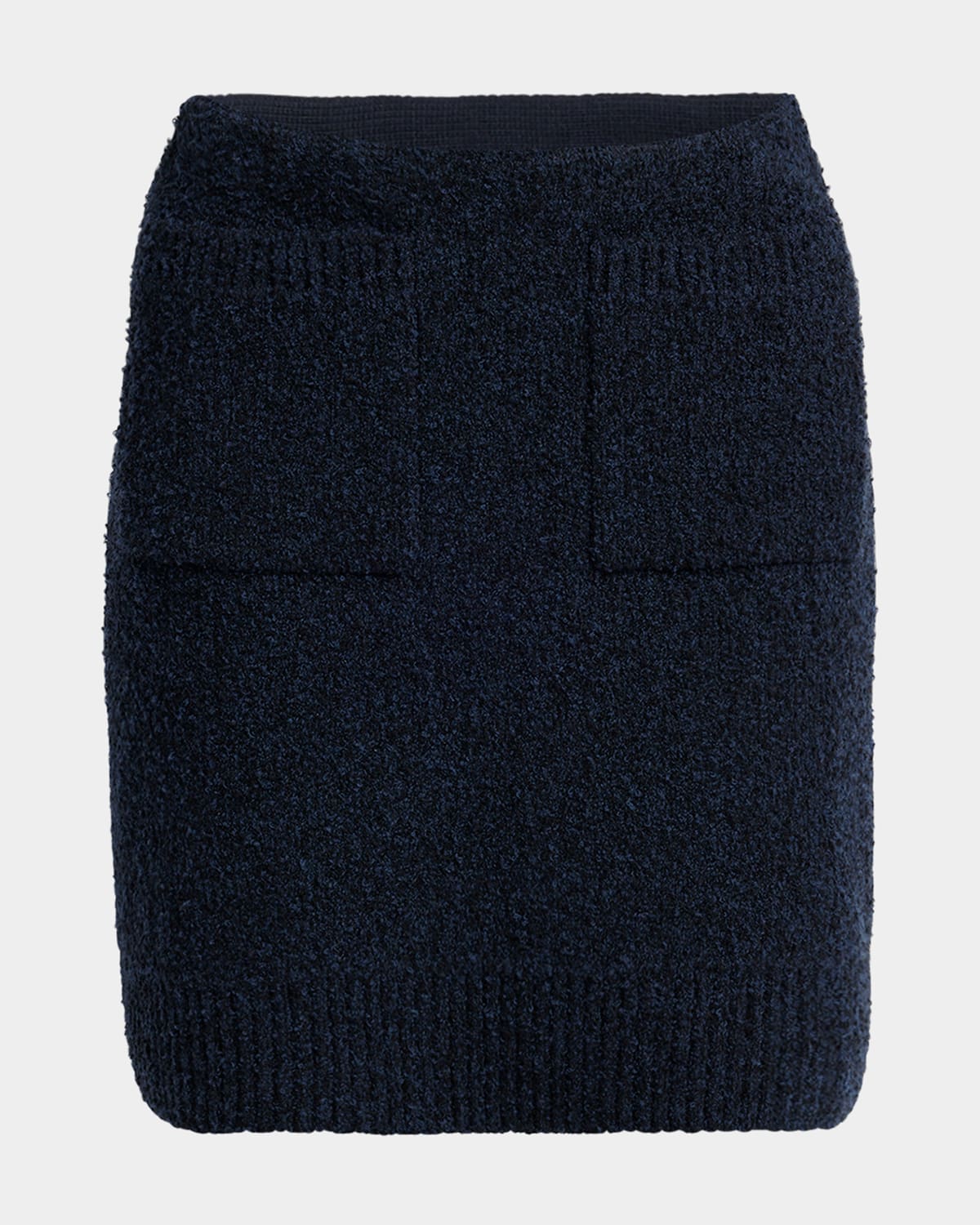 Bottega Veneta Front-pockets Boucle Mini Skirt In Blue