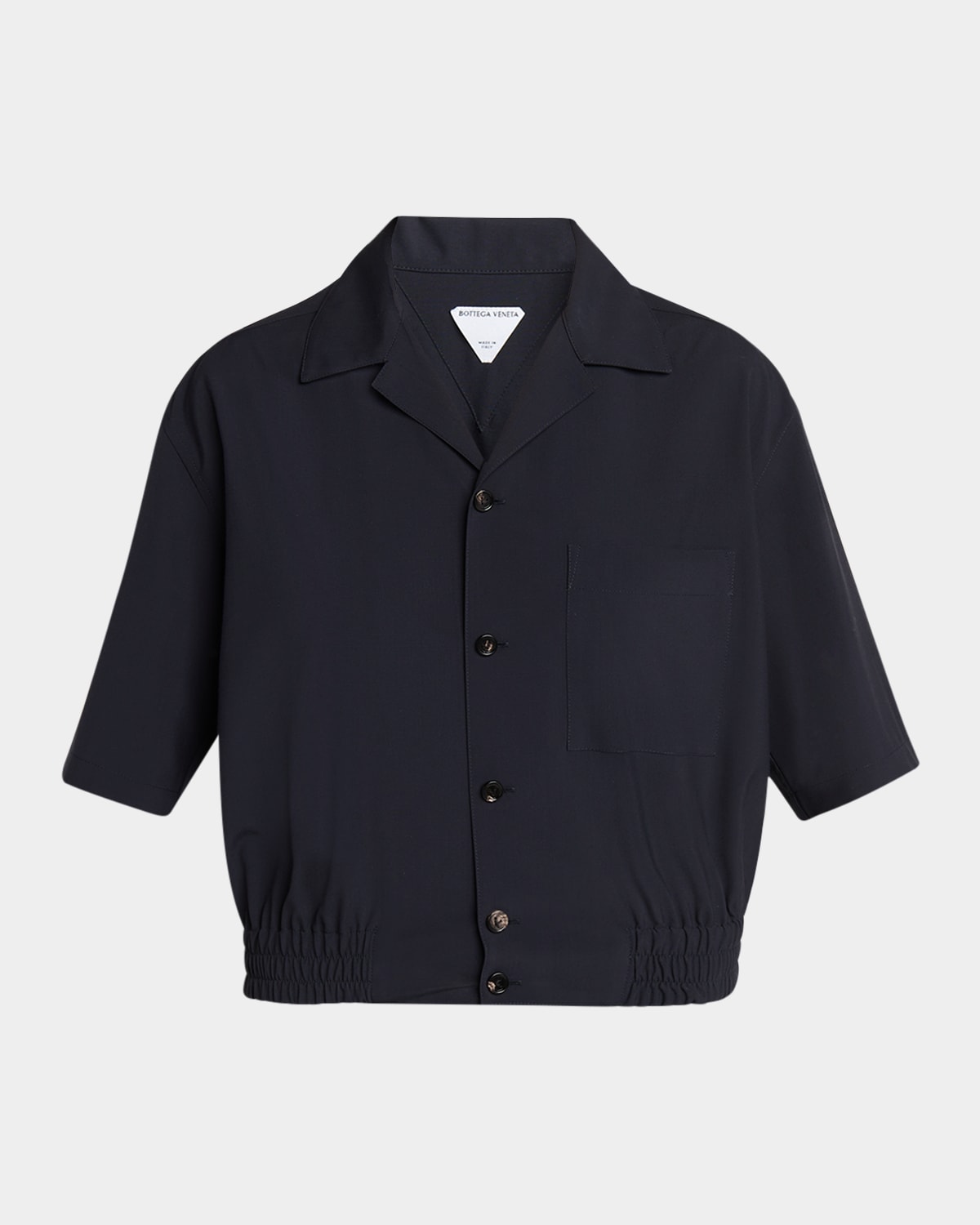 Bottega Veneta Fine Wool Crop Shirt In Midniteblu