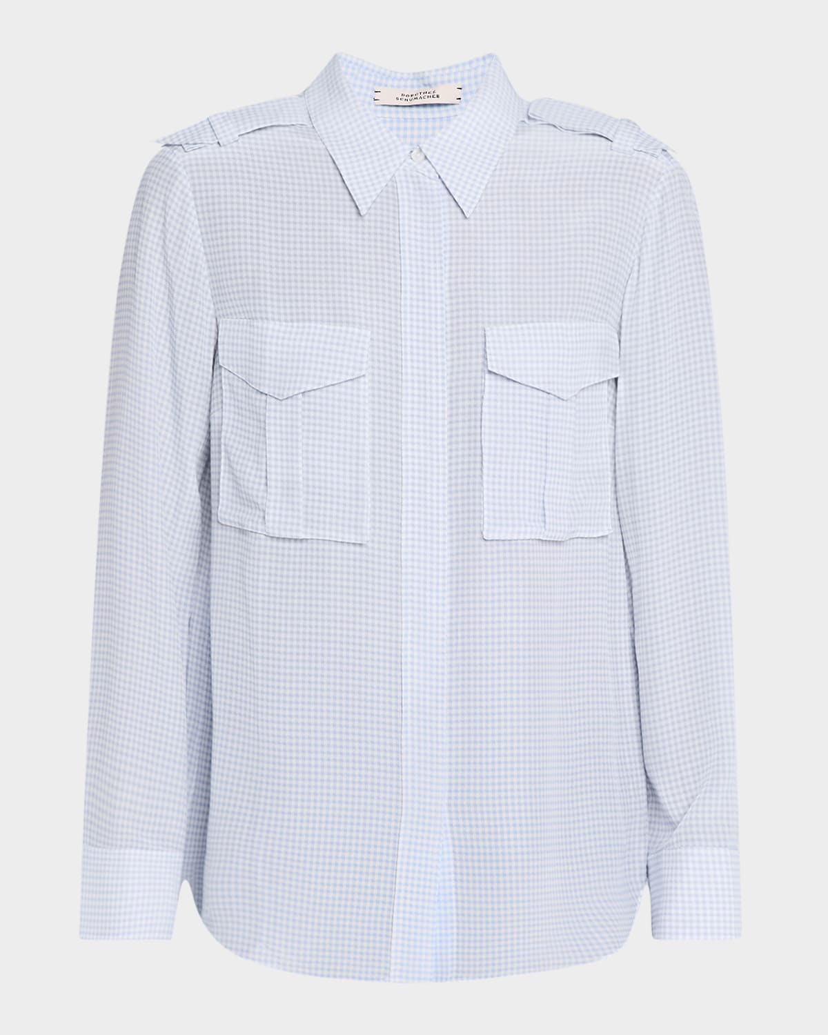 Dorothee Schumacher Vichy Love Button-down Gingham Blouse In Blue Vichy