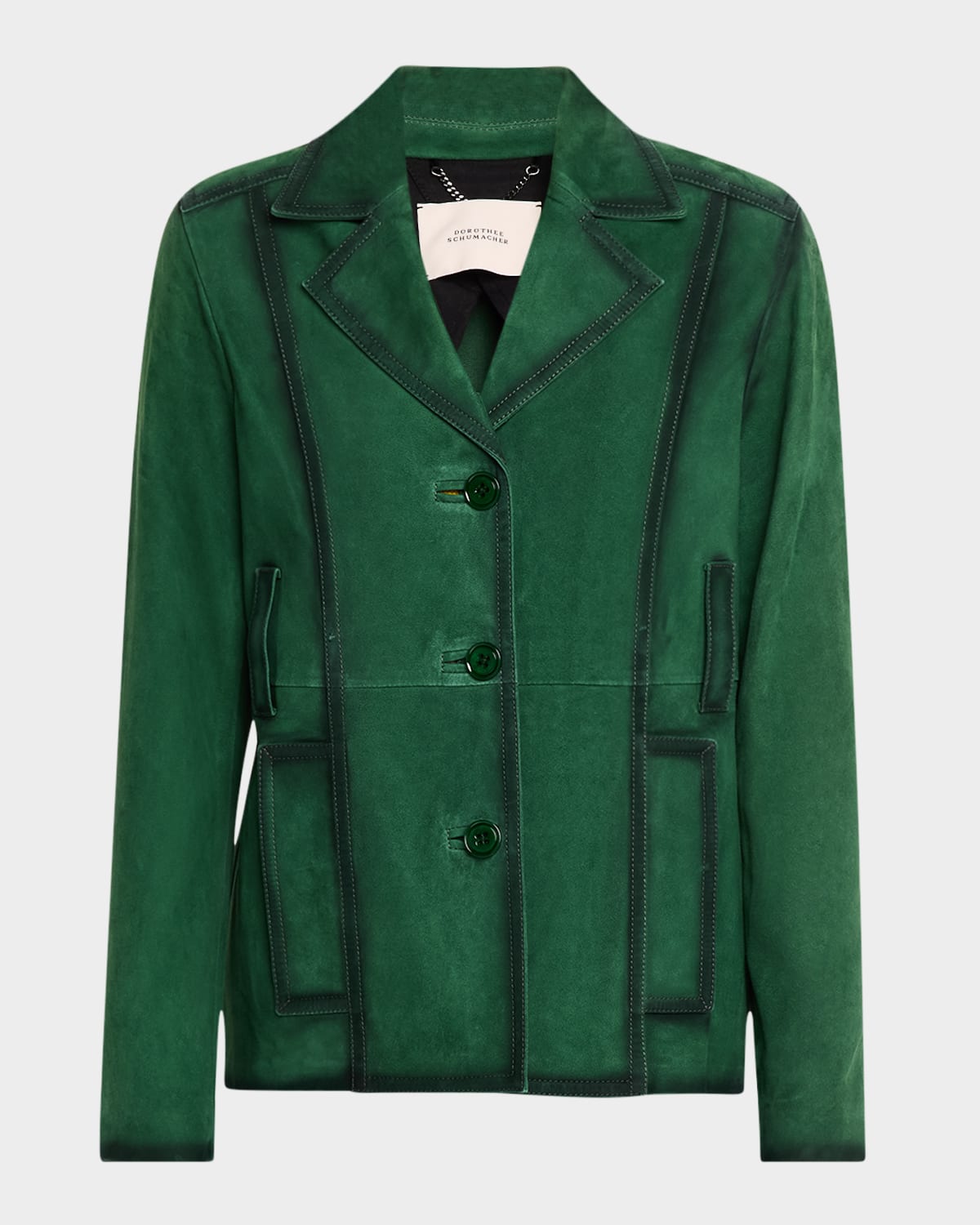DOROTHEE SCHUMACHER SOFT TOUCH BUTTON-DOWN SUEDE JACKET 