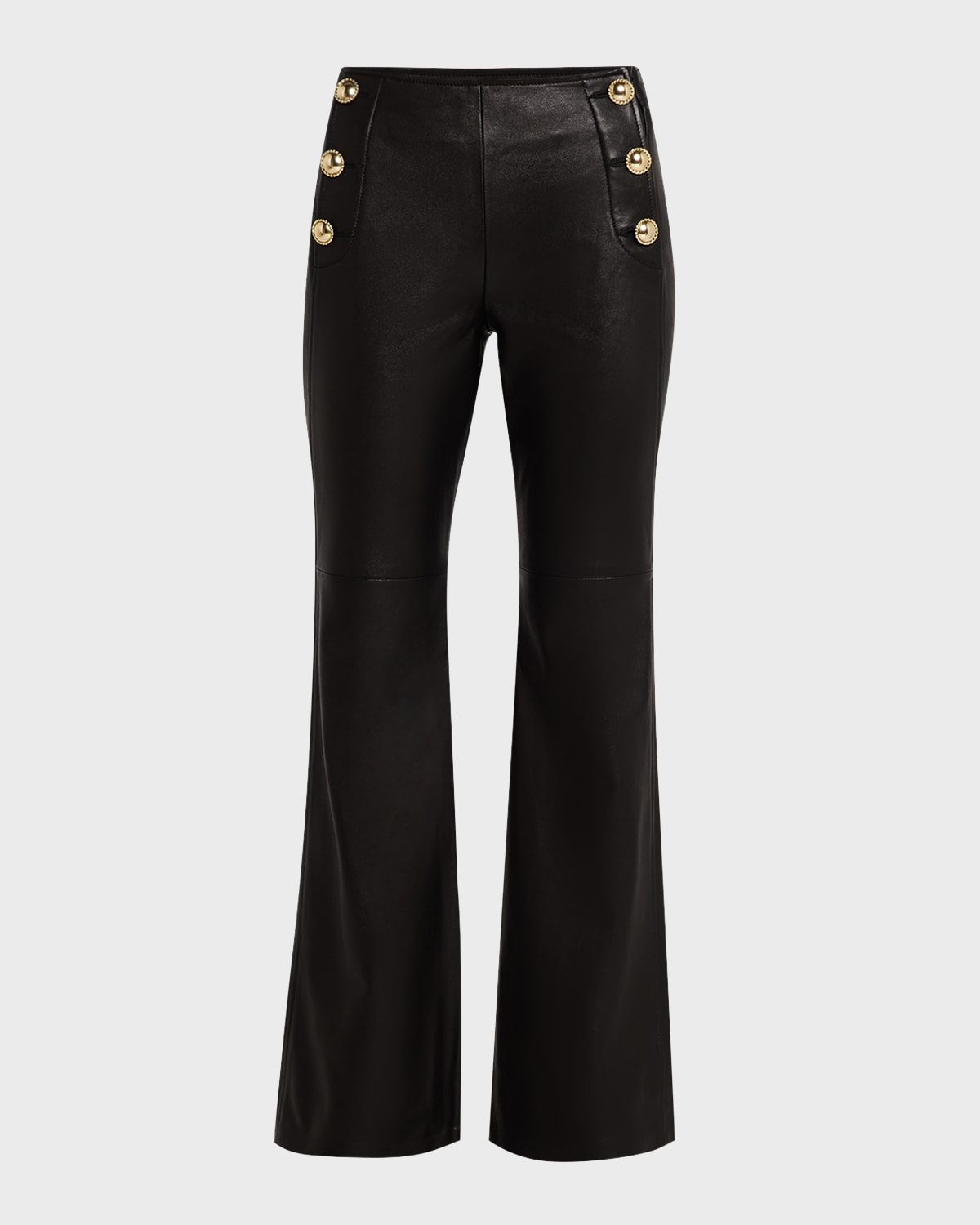 Shop Dorothee Schumacher Sleek Statement Flare-leg Leather Pants In Pure Black