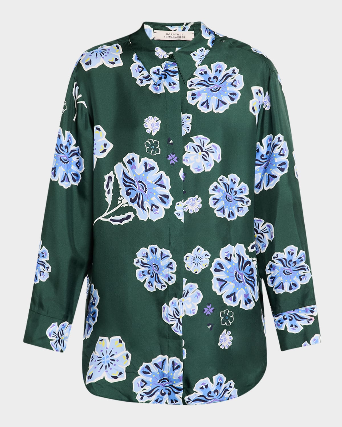 Shop Dorothee Schumacher Big Garden Floral-print Silk Twill Blouse In Big Garden Green