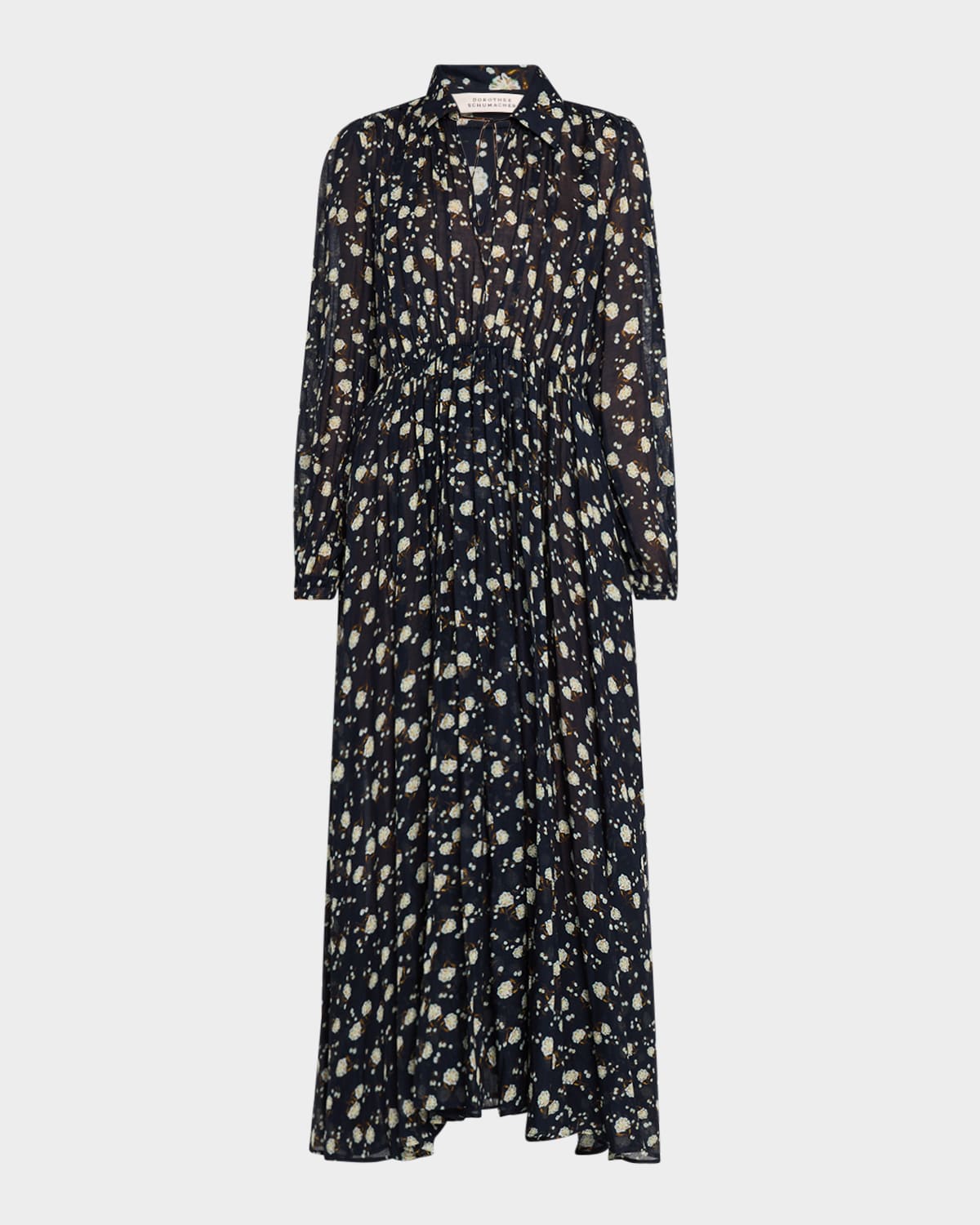 Dorothee Schumacher Floral Volumes Printed Maxi Dress In Blue-white Flower Garden