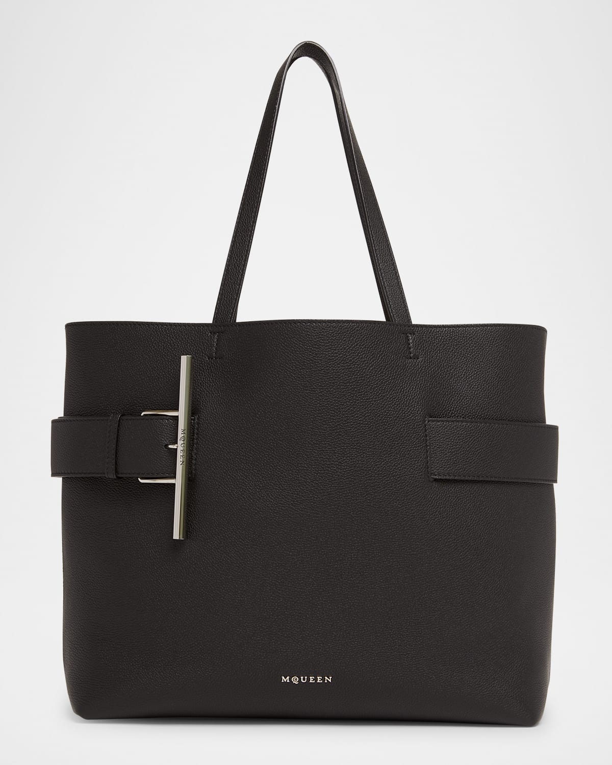 Alexander Mcqueen T-bar Sling Calf Leather Tote Bag In Black