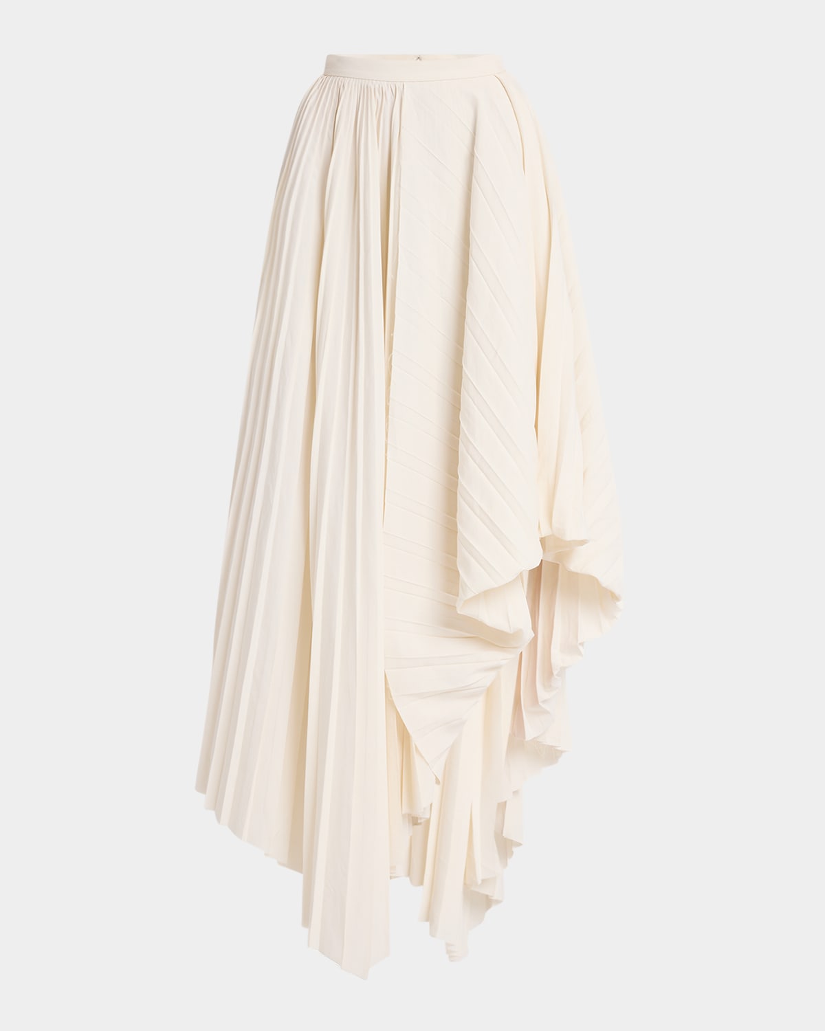 Alexander Mcqueen Pleated Asymmetric Draped Midi Skirt In Natural