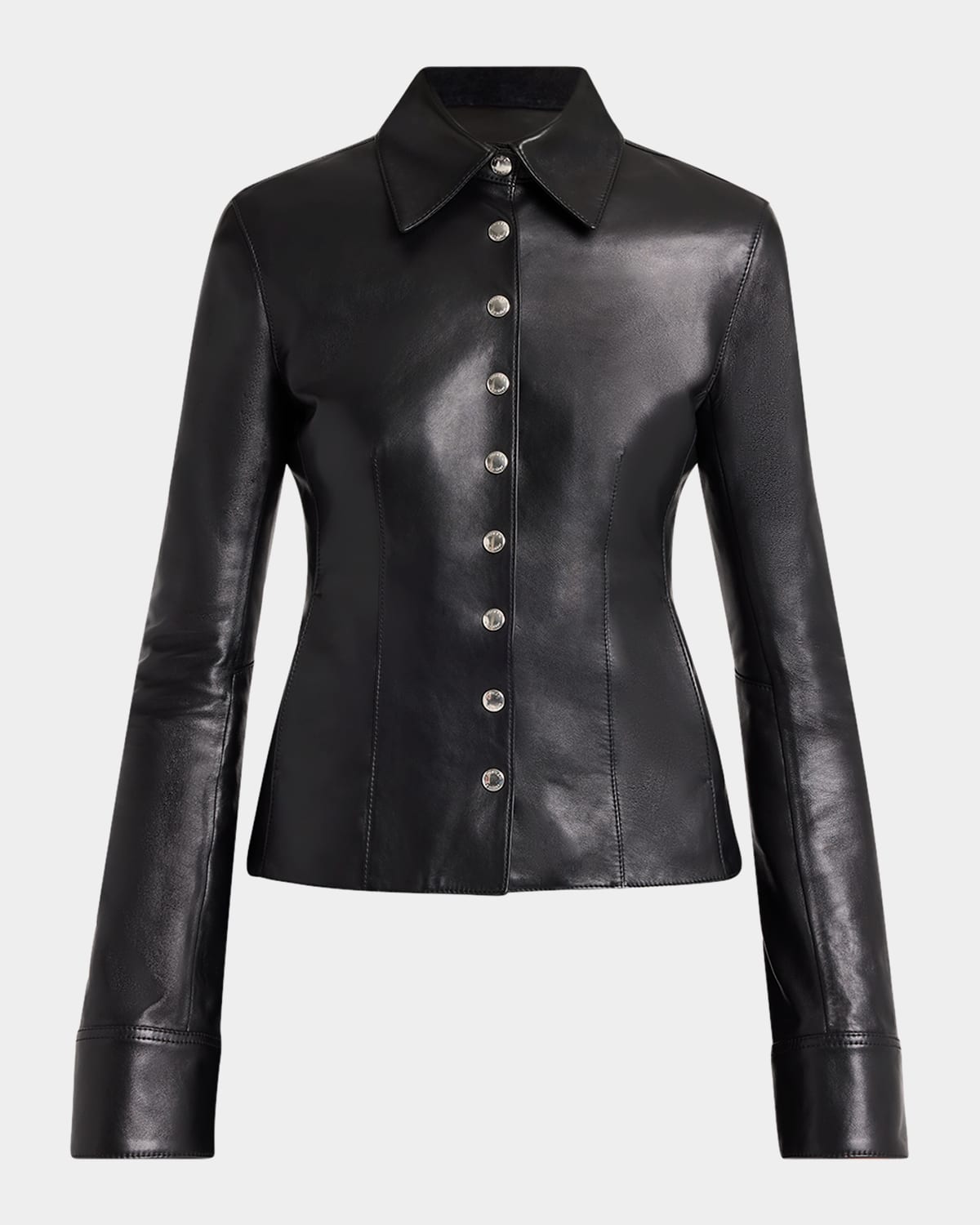 Leather Button-Down Top