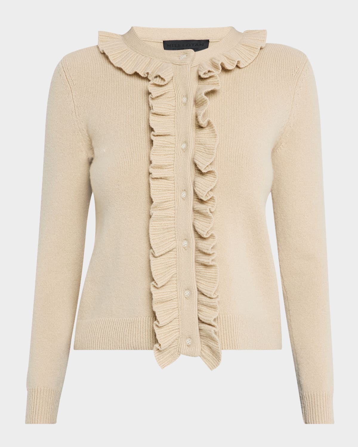 NILI LOTAN NEAVE RUFFLE CASHMERE CARDIGAN 