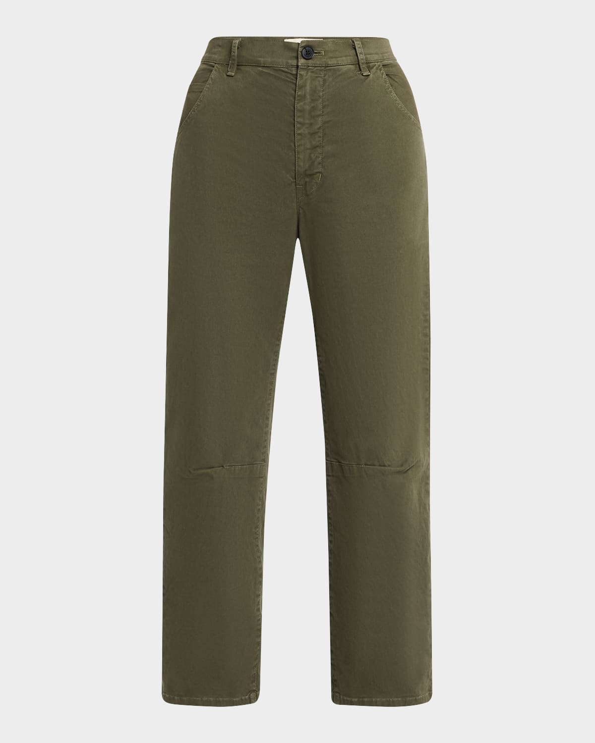Nili Lotan Tel Aviv Cropped Stretch-cotton Twill Tapered Pants In Loden