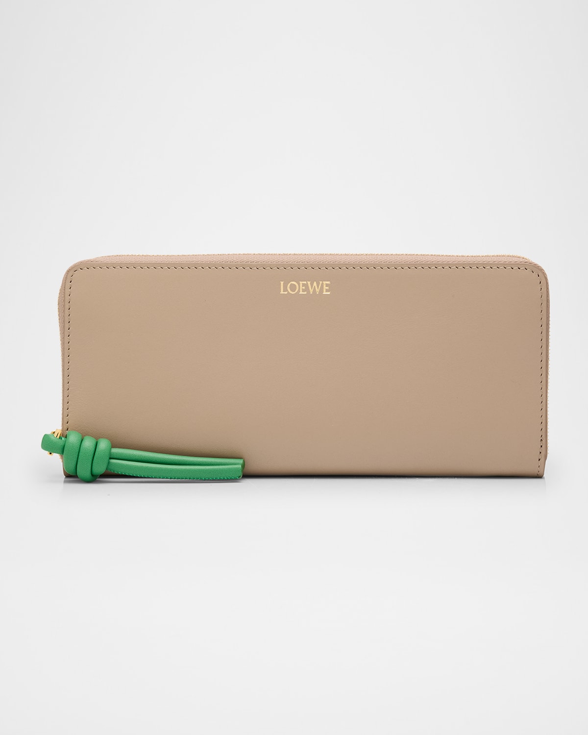 Loewe Knot Slim Leather Continental Wallet In Neutral