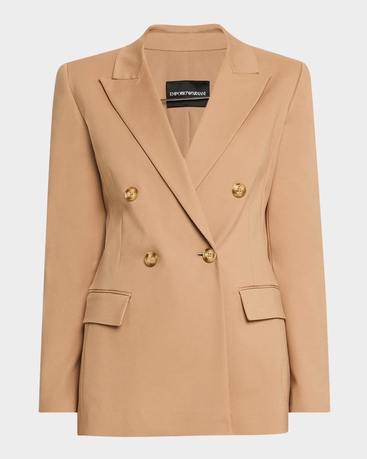 Emporio Armani Cotton Double-breasted Blazer In Camel