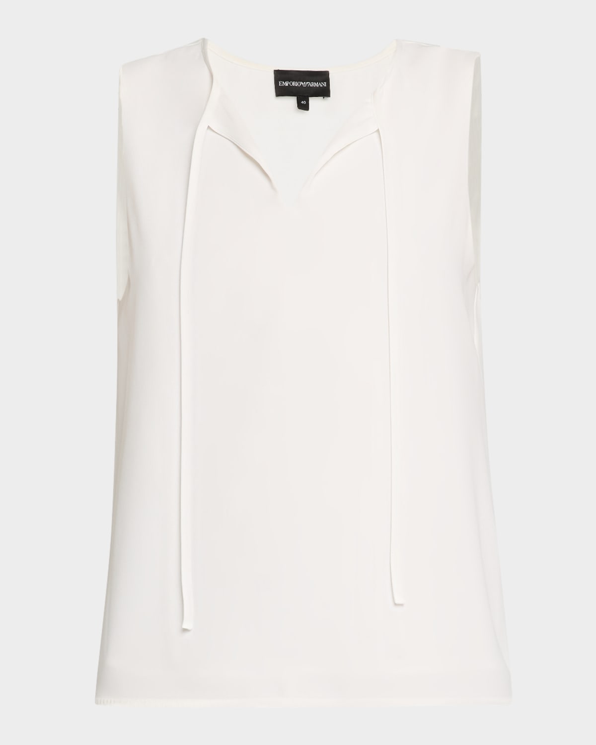 Emporio Armani Sleeveless Front-tie Blouse In Rice