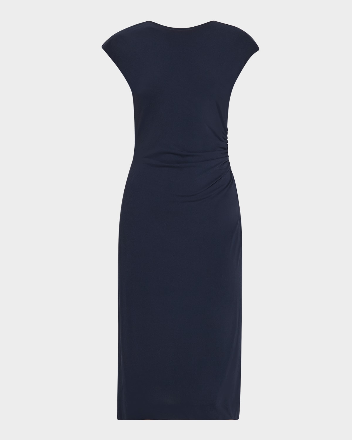 EMPORIO ARMANI RUCHED BOAT-NECK KNEE-LENGTH JERSEY DRESS 