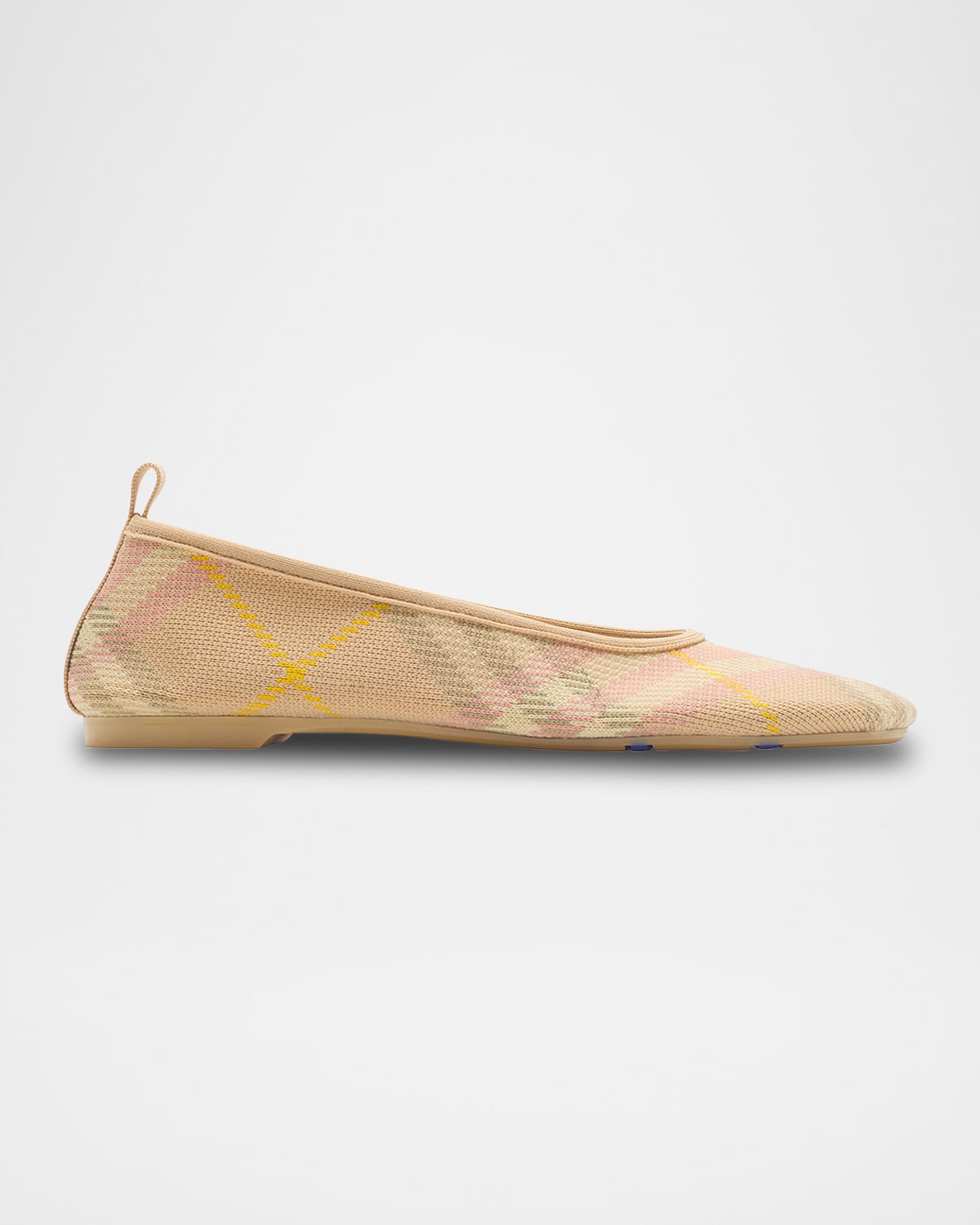 Shop Burberry Baby Check Knit Ballerina Flats In Teacup Ip Check