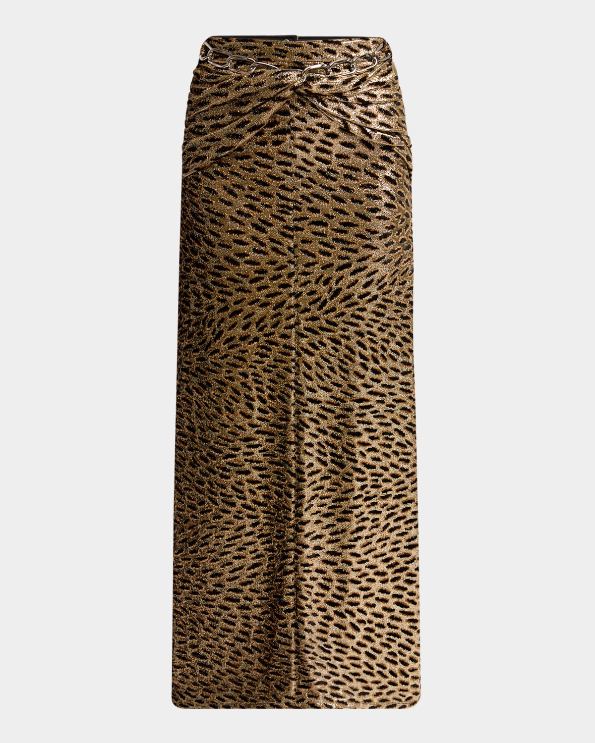 Shop Rabanne Twisted Metallic Jacquard Maxi Skirt In Tiger Lurex Gold Cam