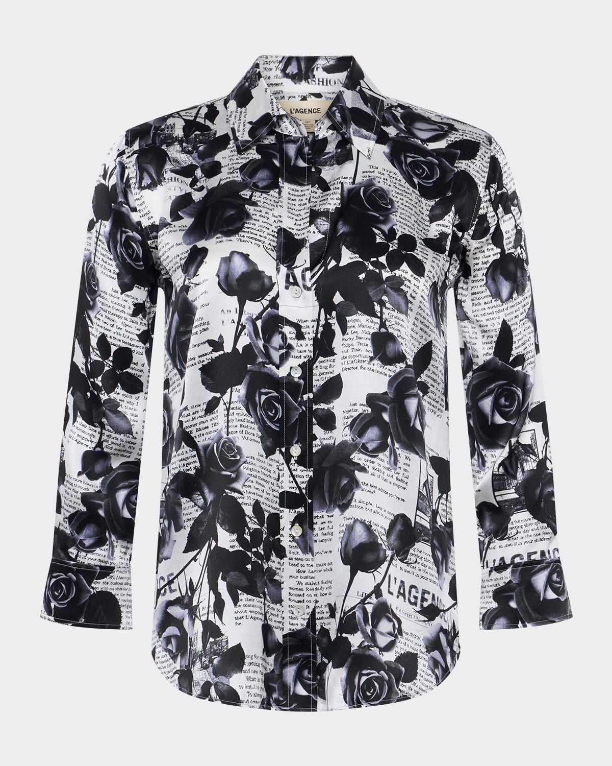 L AGENCE ROSE NEWSPAPER DANI SILK BLOUSE 