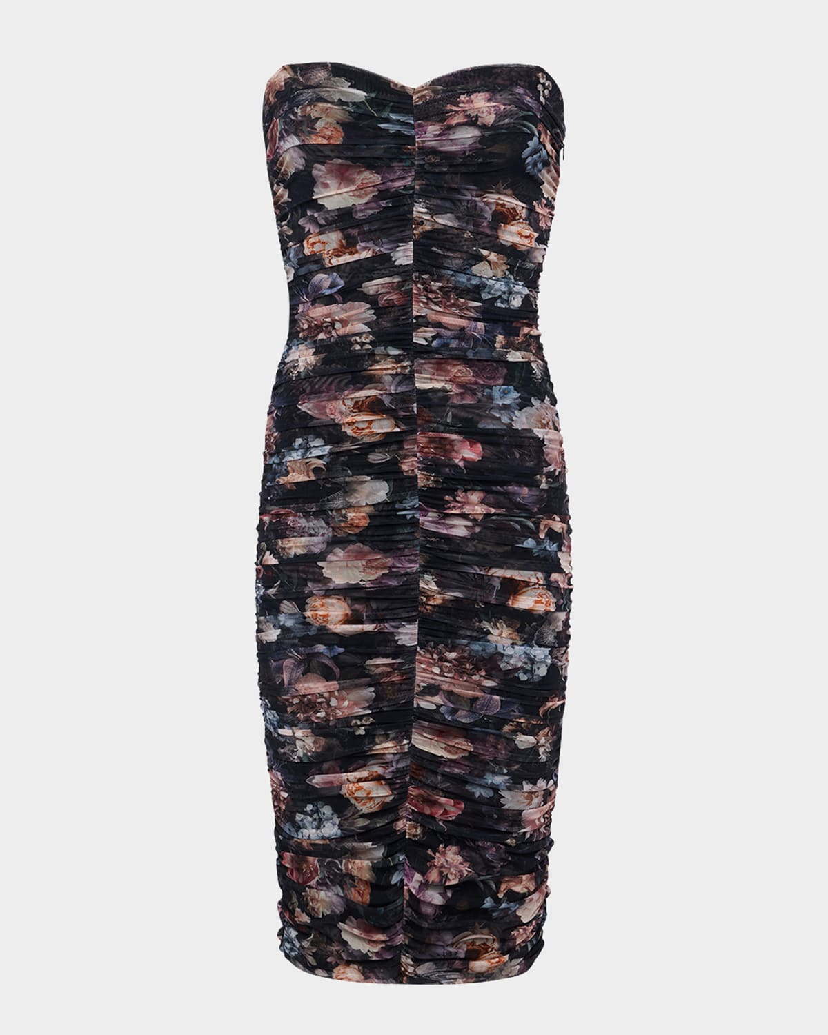 L Agence Caprice Midi Dress In Black Multi Vintage Oil Flower