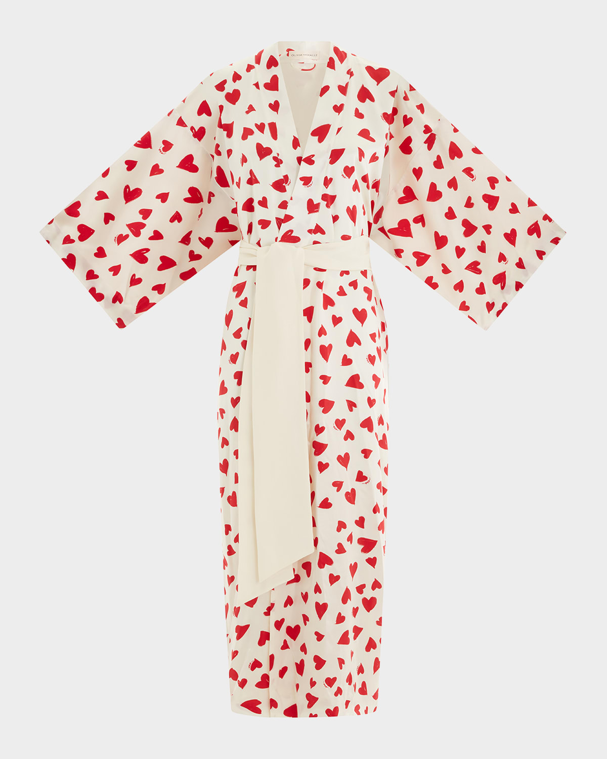 Queenie Heart-Print Silk Robe