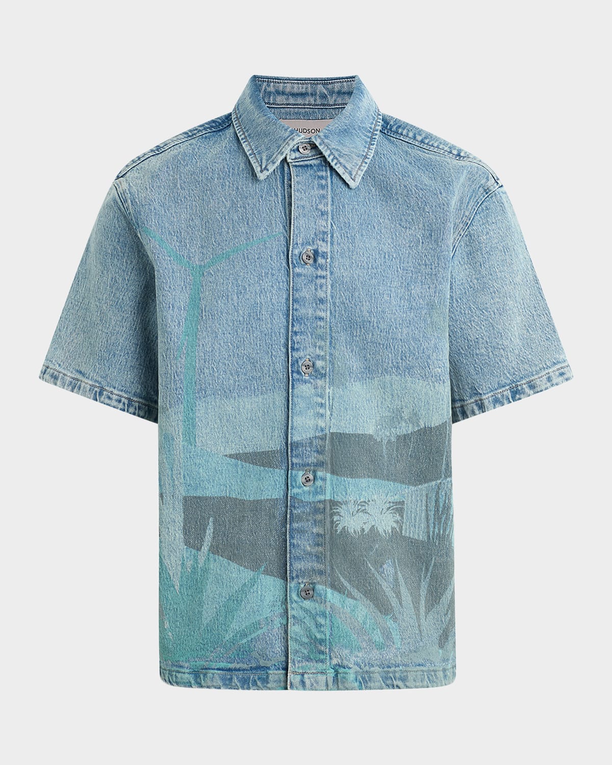 Men's Graphic Denim Button-Down Shirt