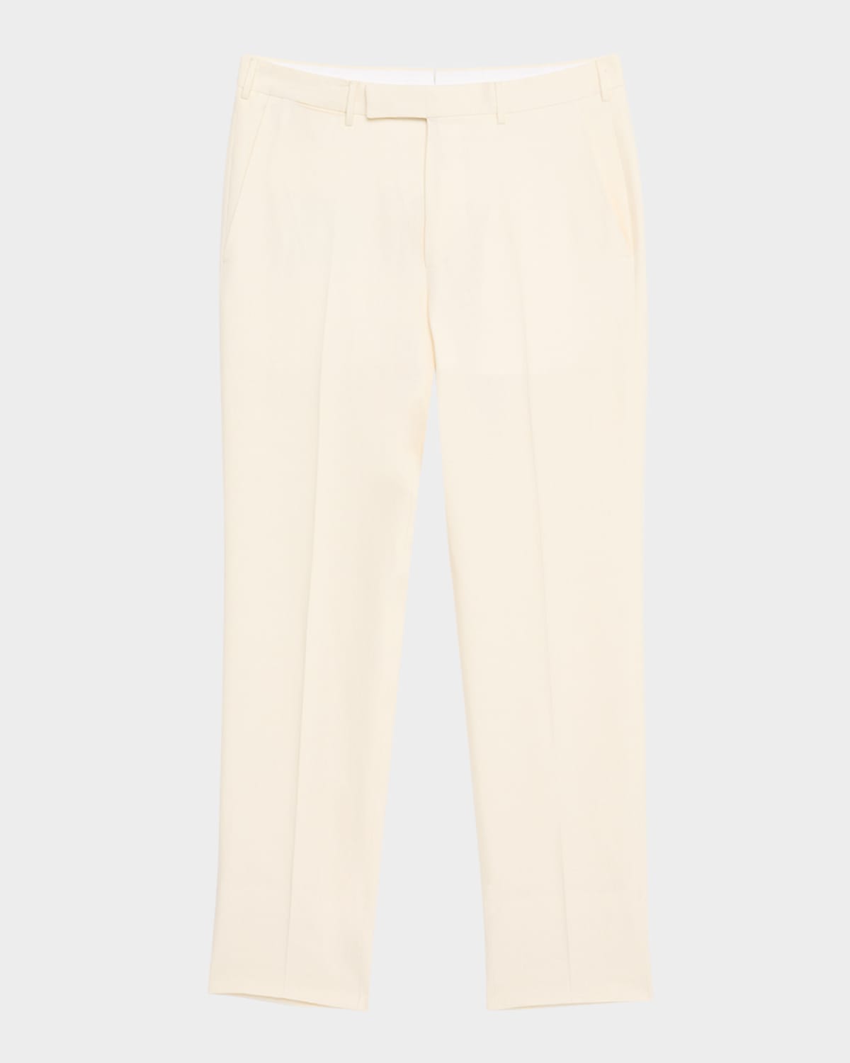 Zegna Men's Oasi Lino Flat-front Trousers In Wht Sld