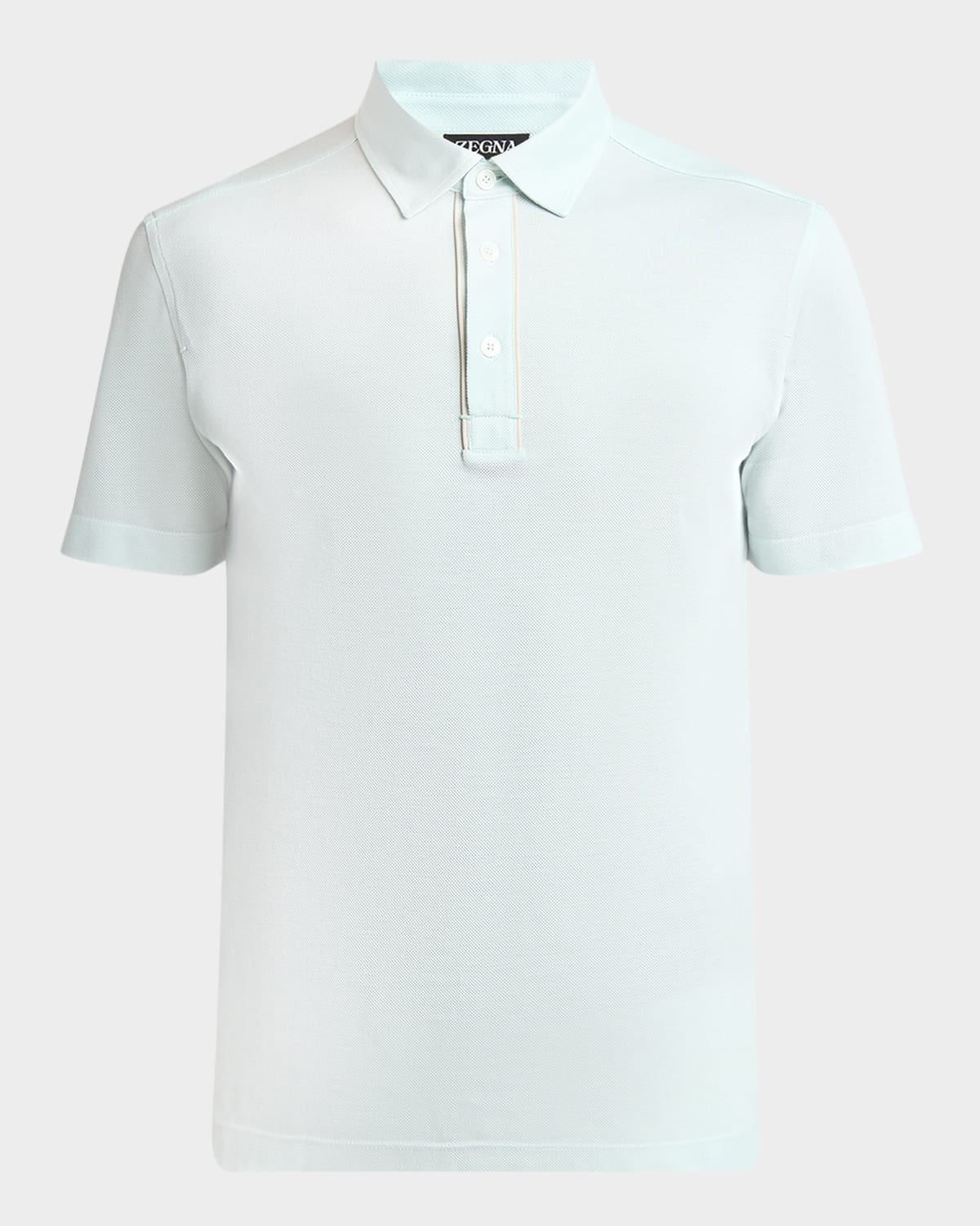 Zegna Man Polo Shirt Sage Green Size 50 Silk, Cotton In Br Blu Sld