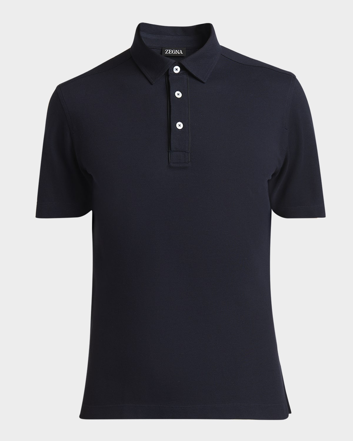 Shop Zegna Men's Pique Polo Shirt In Nvy Sld
