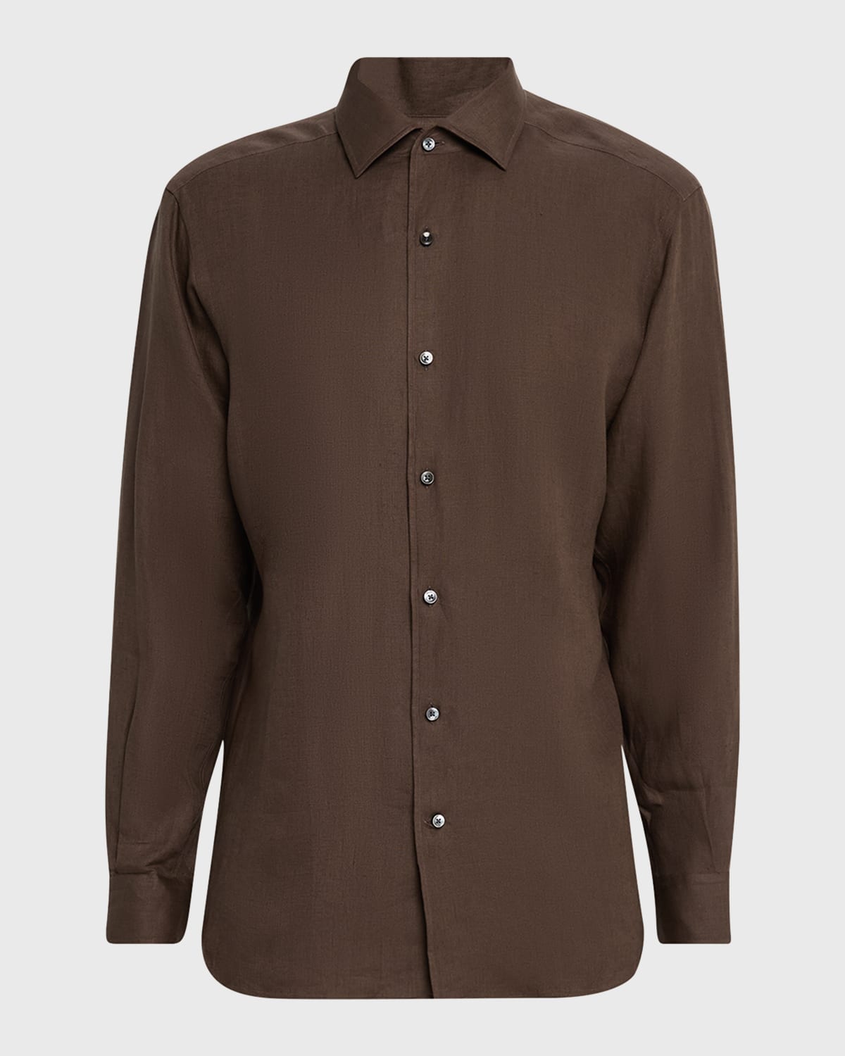 Shop Zegna Men's Oasi Lino Sport Shirt In Dk Gry Sld