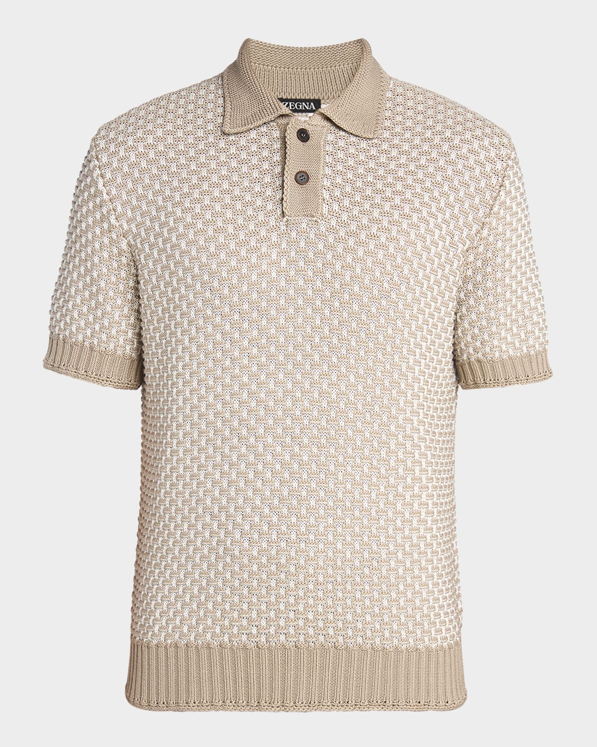 Zegna Men's Jacquard Polo Sweater In Brown