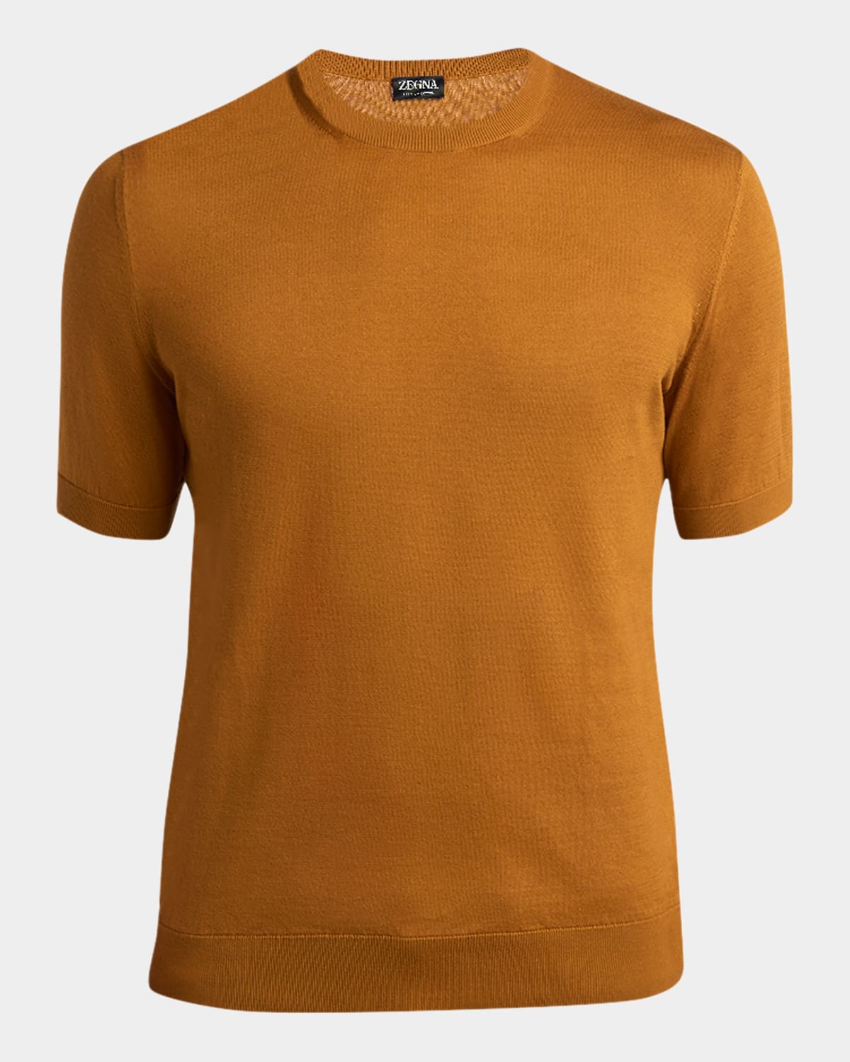 Zegna Cotton Sweatshirt With Ribbed Hem And Neckline In Dk Yel Sld
