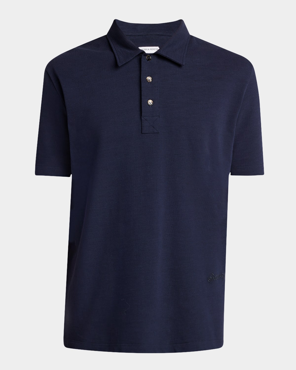 Bottega Veneta Chine Cotton Piquet Polo In Blue