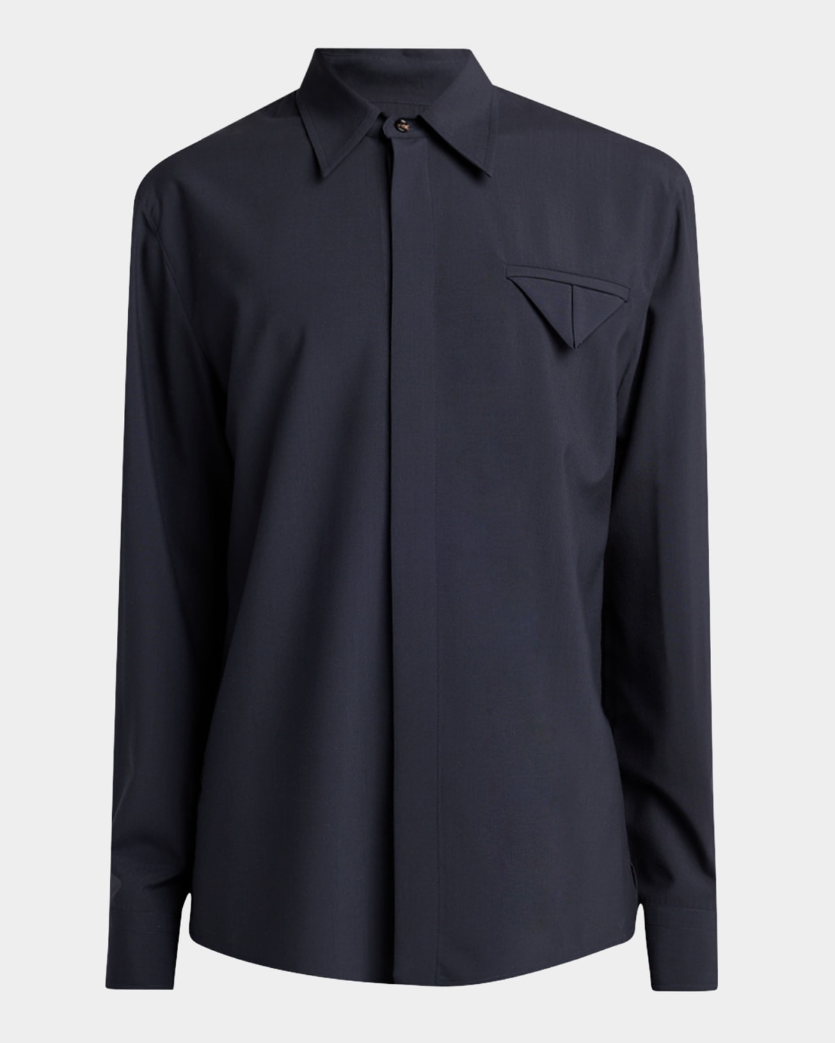 Bottega Veneta Thin Wool Shirt In Ink